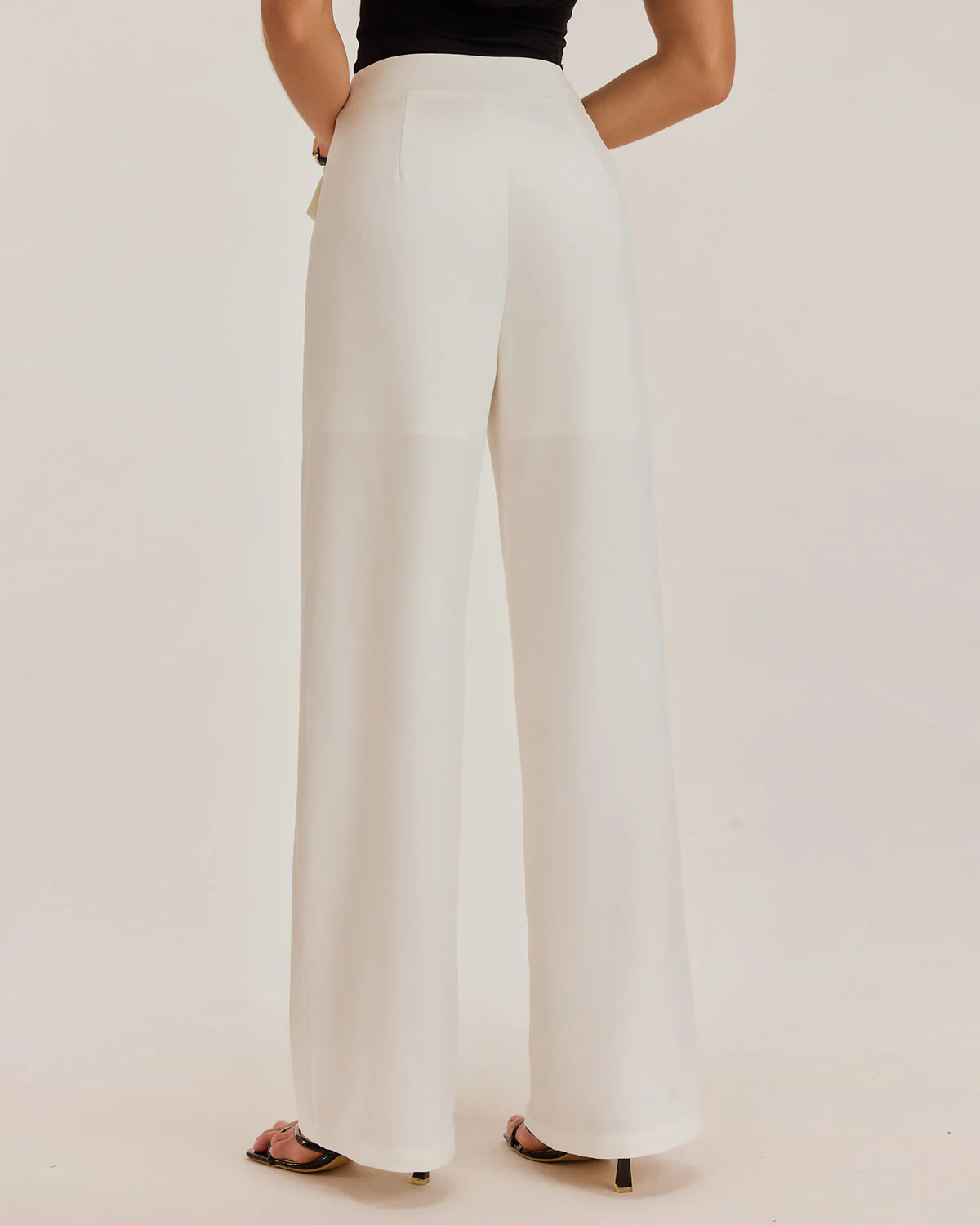 White Straight Pocket Pants - Image 3