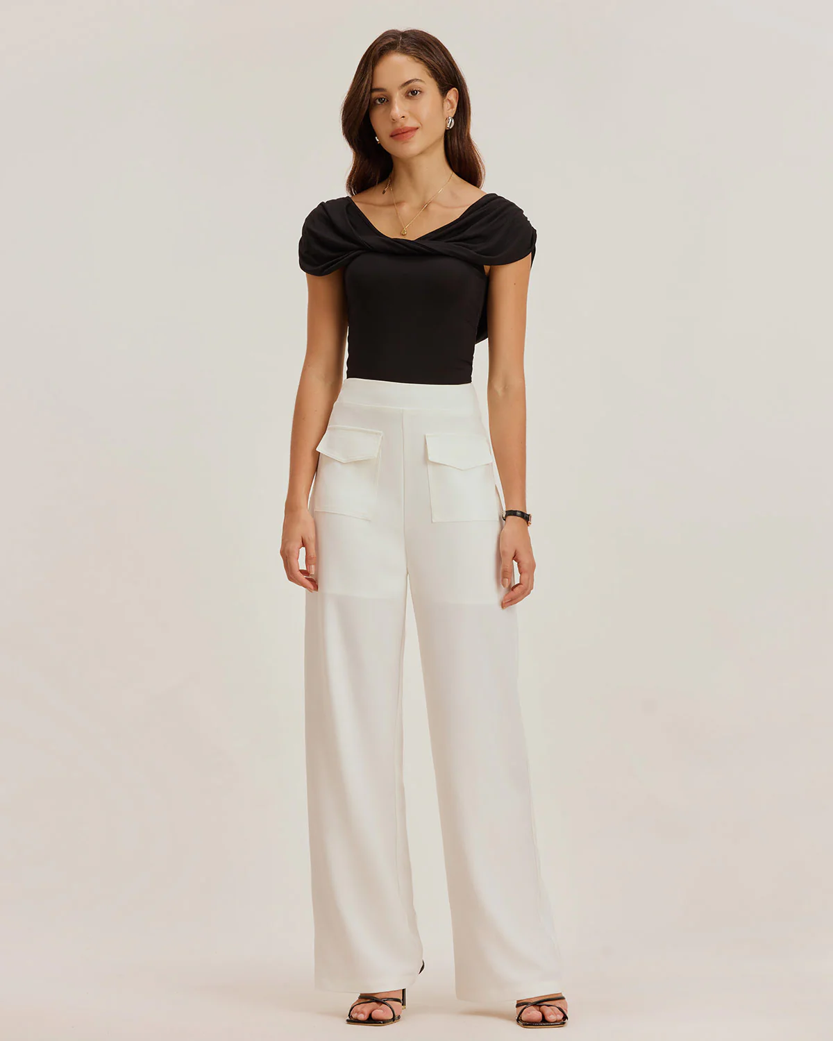 White Straight Pocket Pants - Image 4