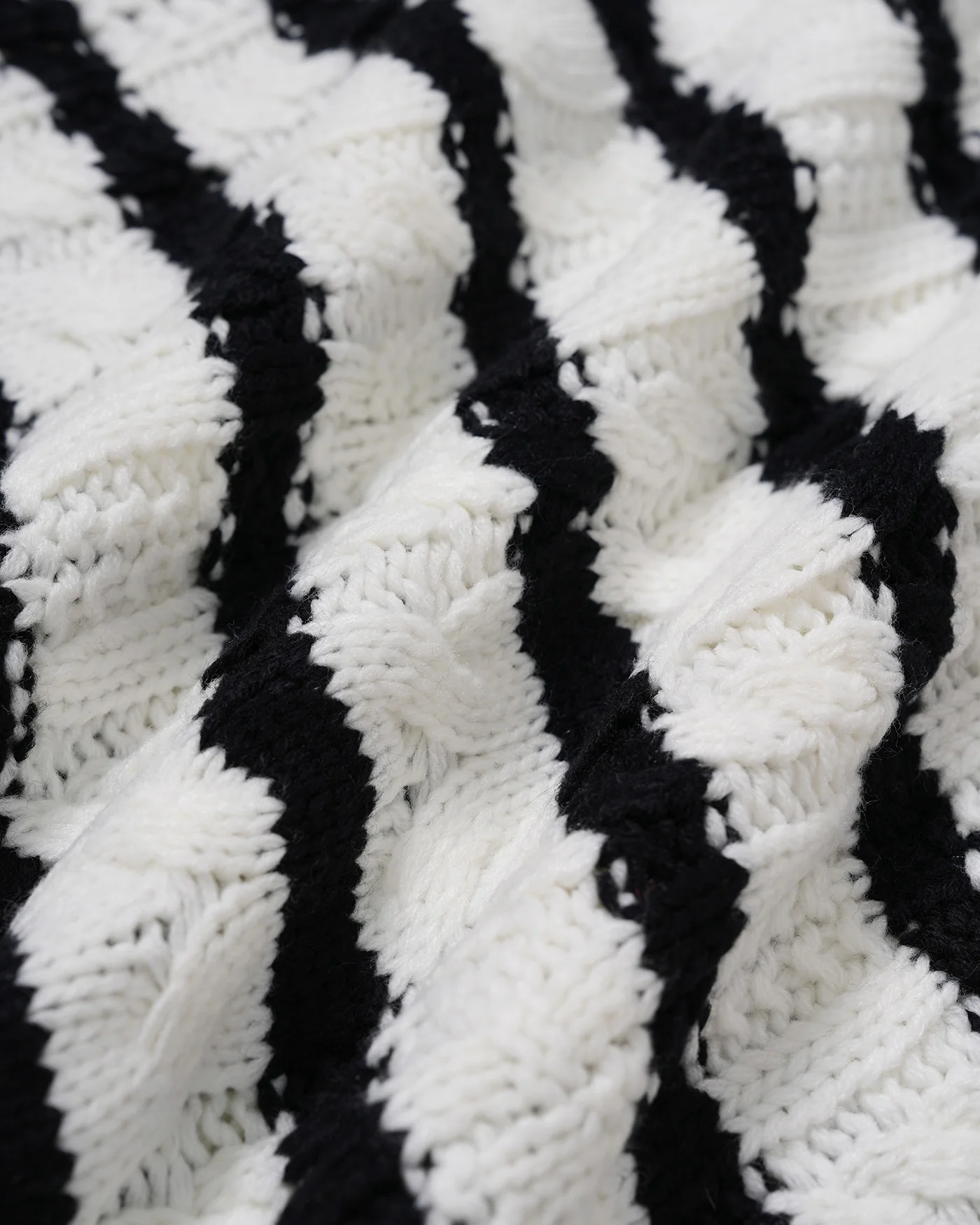 White Striped Button Knit Cardigan - Image 3