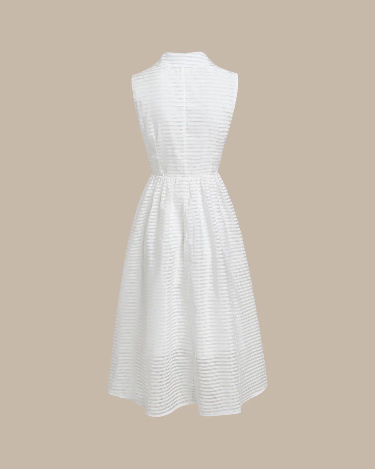 White Striped Sleeveless Midi Dress - Image 11
