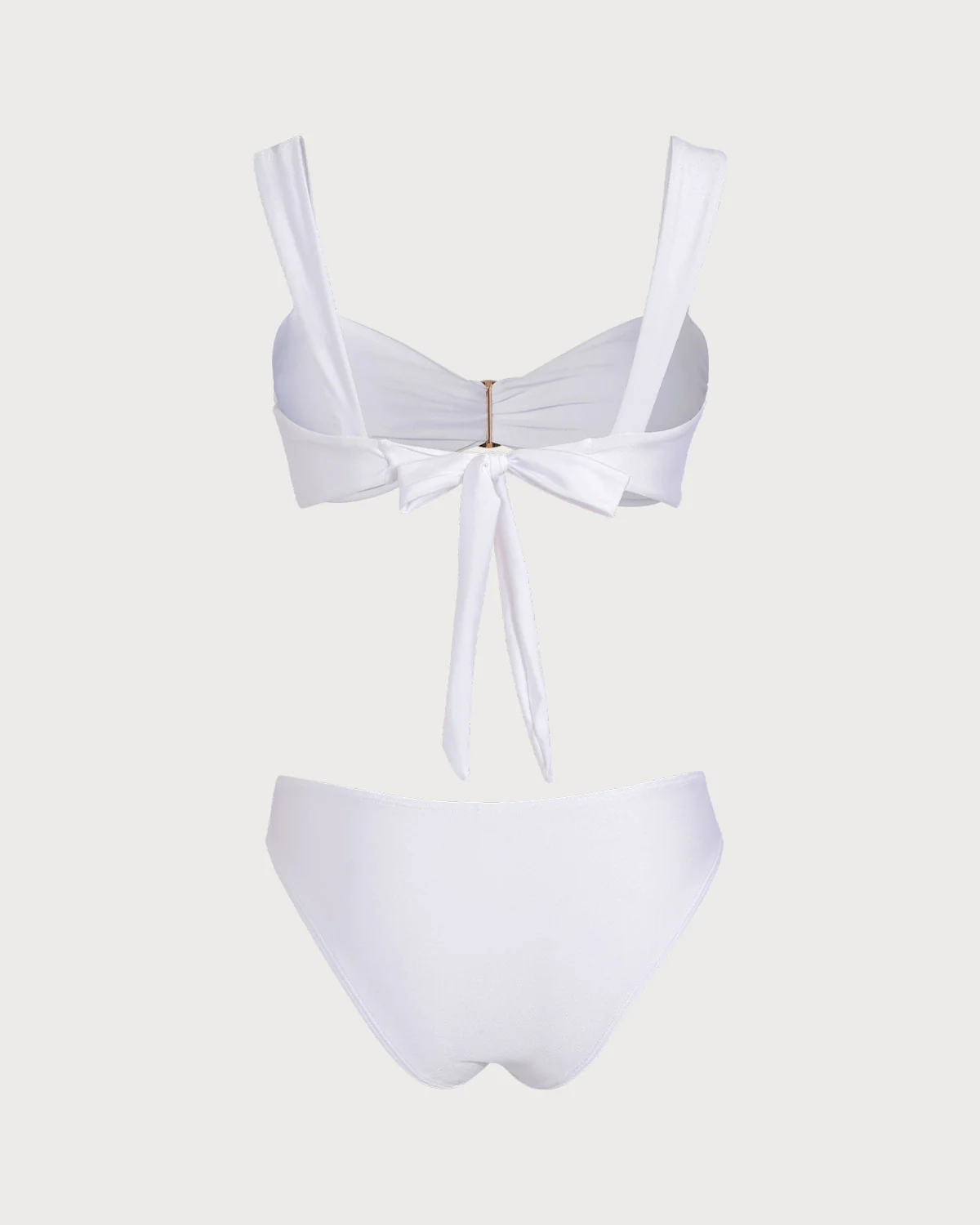 White Sweetheart Neck Drawstring Bikini Sets - Image 2
