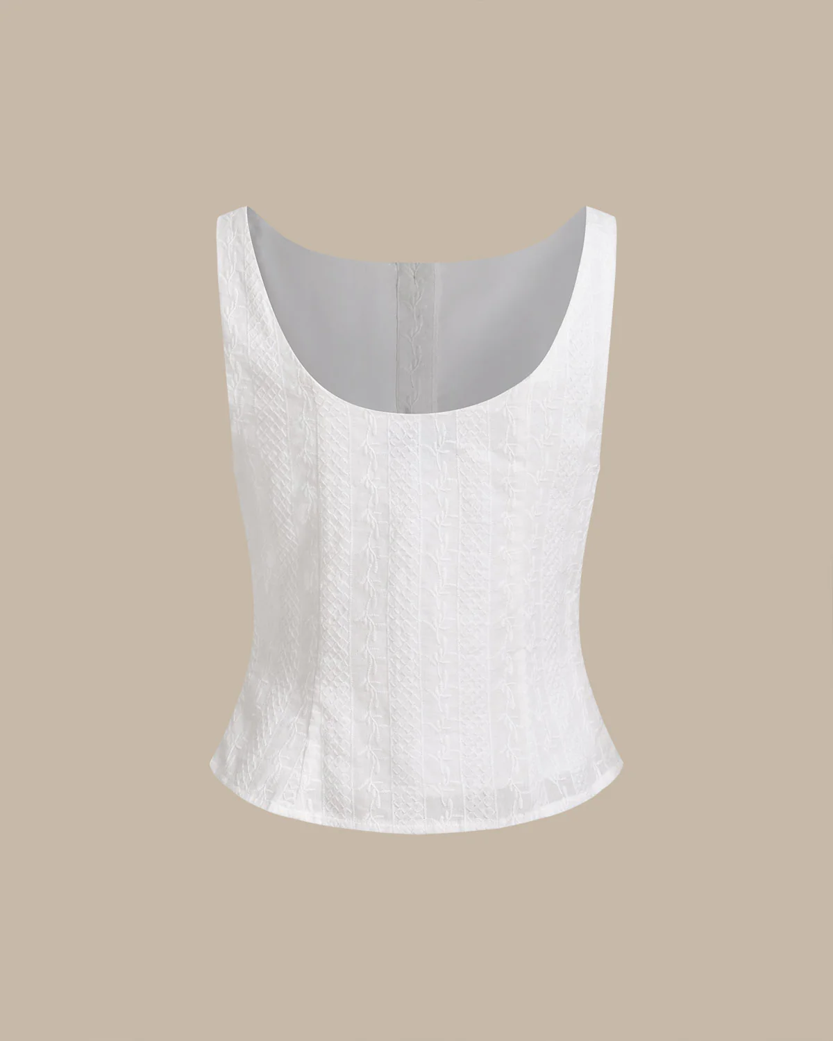 White Textured Boat Neck Button Vest - Image 9