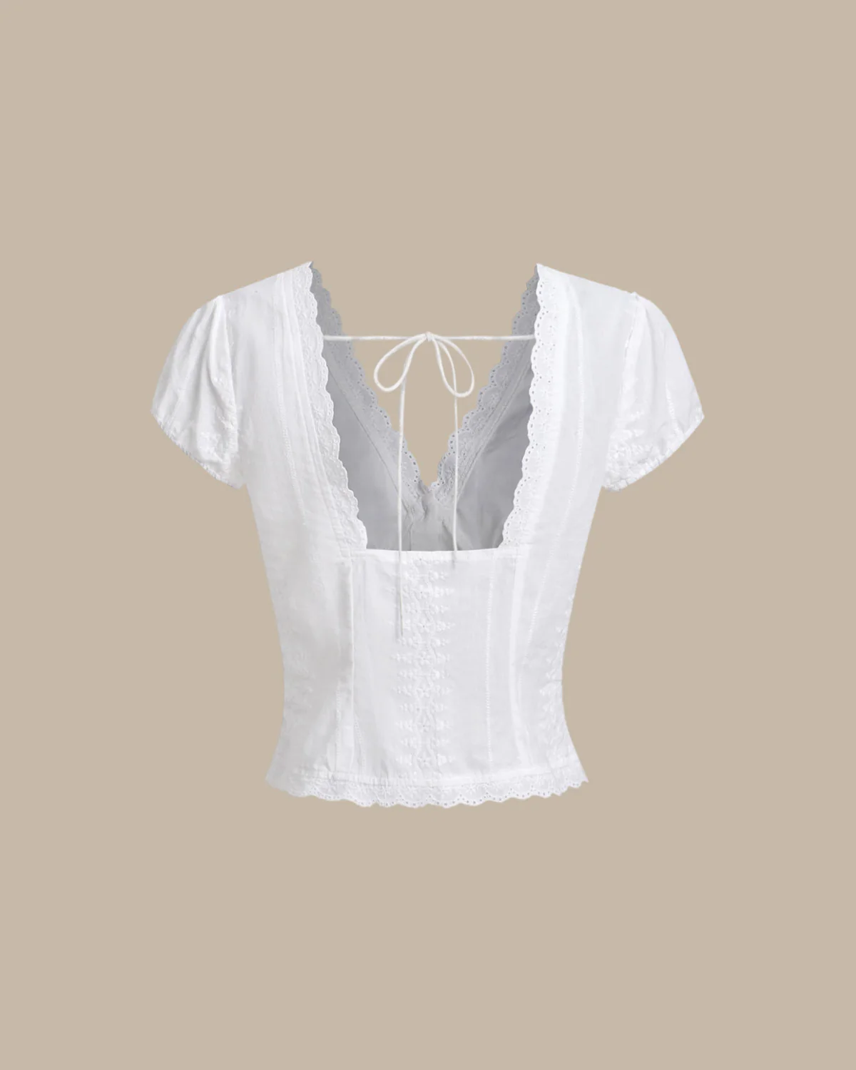 White Textured Cap Sleeve Blouse - Image 7