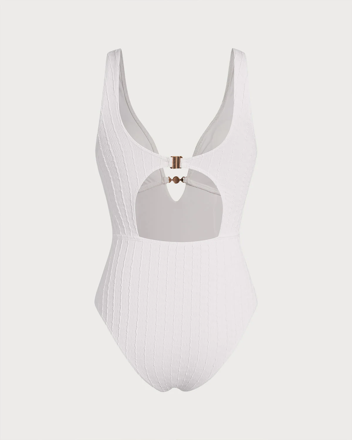 White Textured Cut Out One-Piece - Image 3