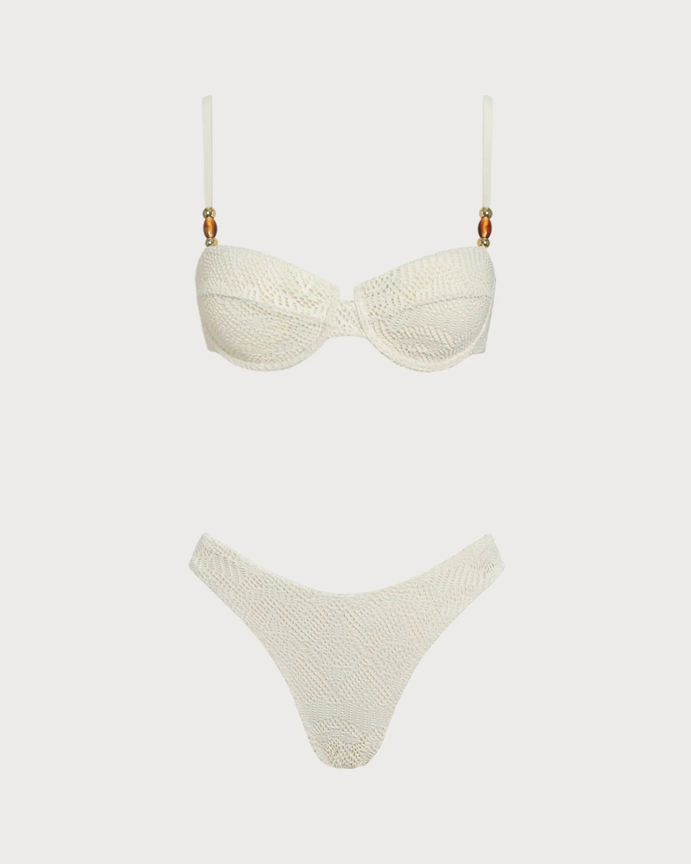 White Textured Underwire Three-Piece Set - Image 9