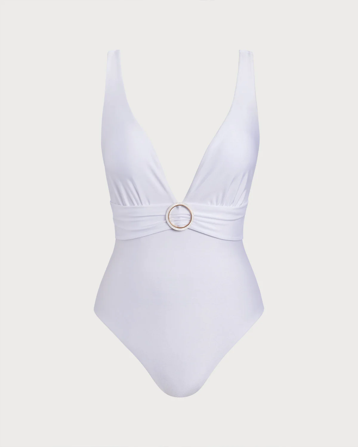 White V Neck One Piece Swimwear - Image 2