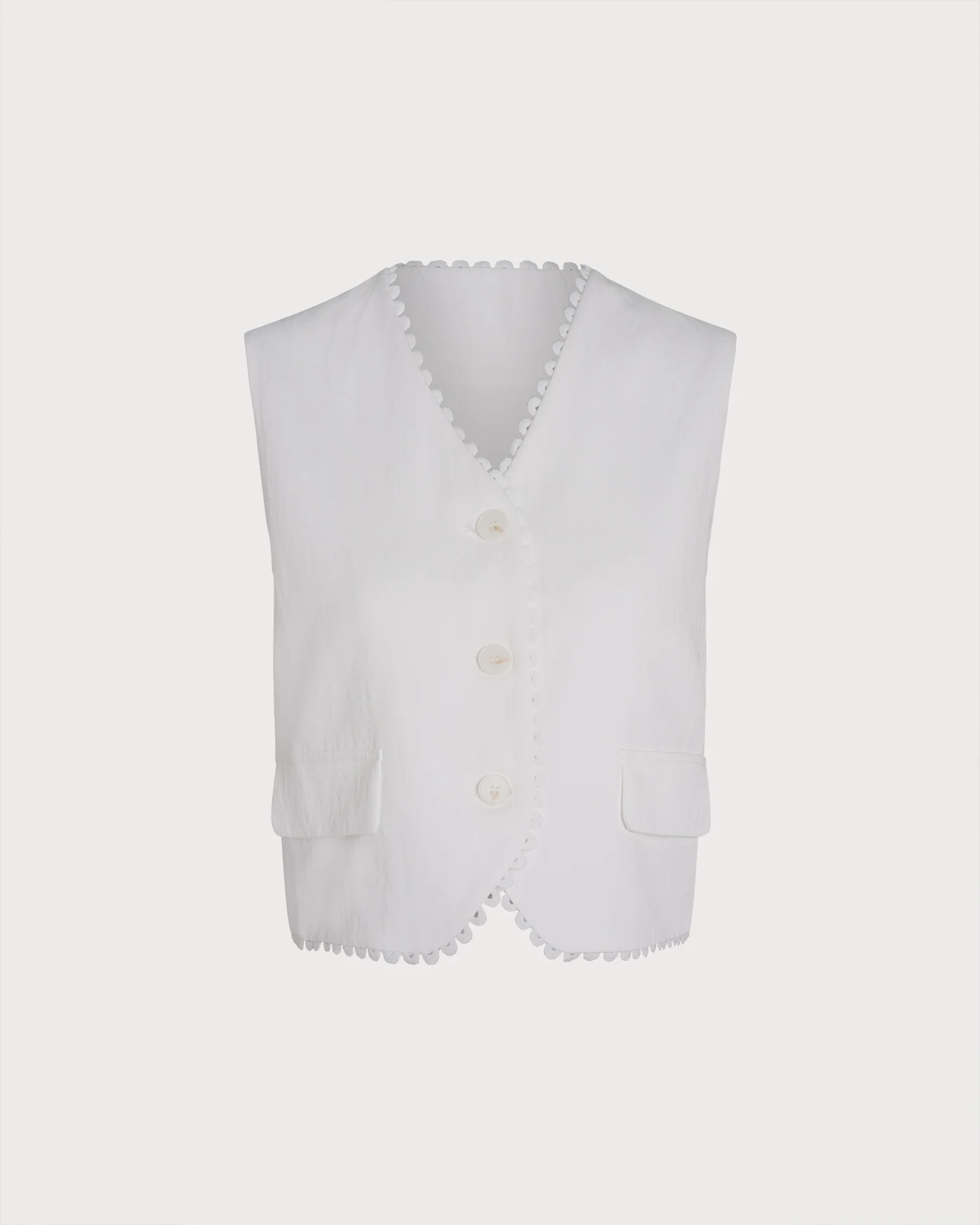 White V Neck Single Breasted Vest - Image 5