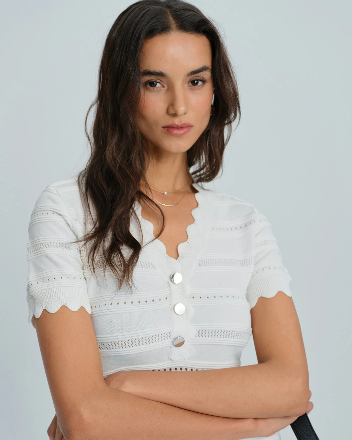 White V Neck Viscose Sweater Dress - Image 2