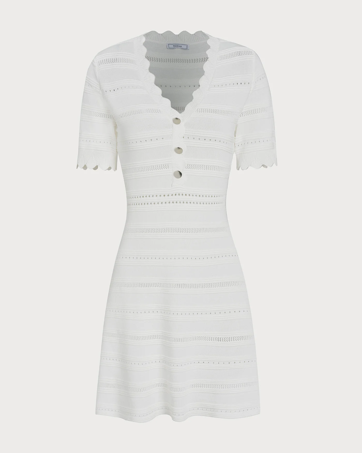 White V Neck Viscose Sweater Dress - Image 8