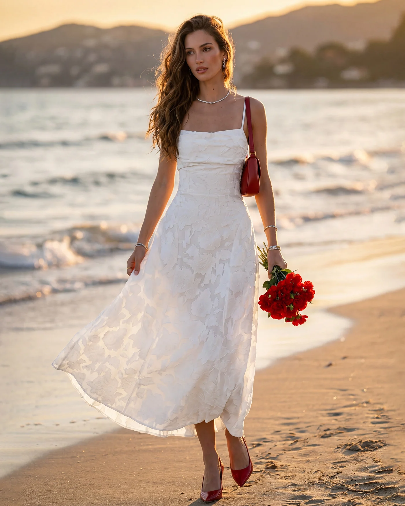 White X Cross Jacquard Slip Maxi Dress - Image 3