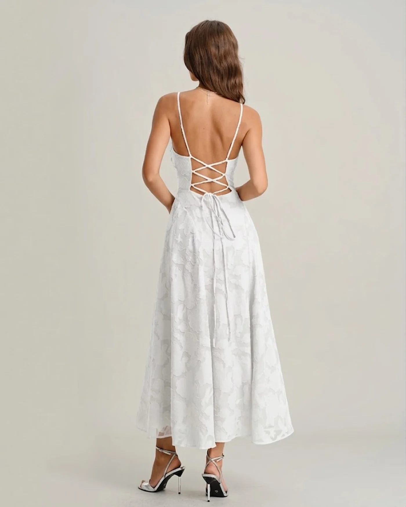 White X Cross Jacquard Slip Maxi Dress - Image 4
