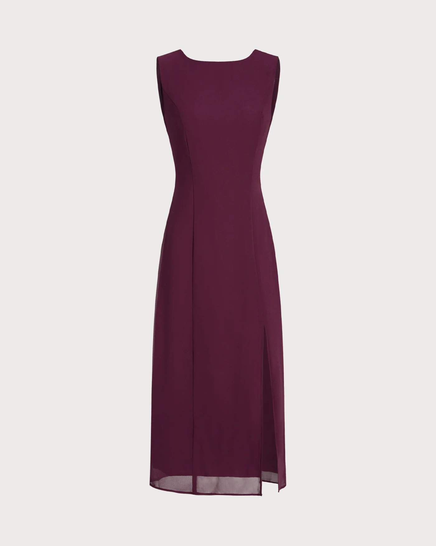 Wine Red Boat Neck Backless Midi Dress - Image 8