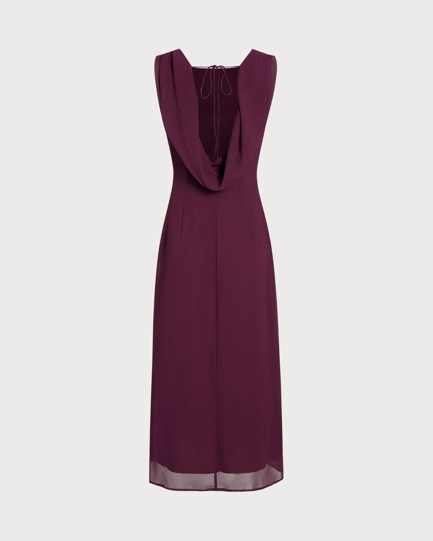 Wine Red Boat Neck Backless Midi Dress - Image 9