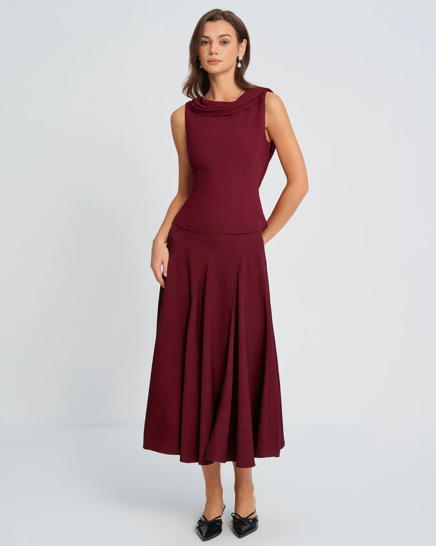 Wine Red Boat Neck Tank Top - Image 10
