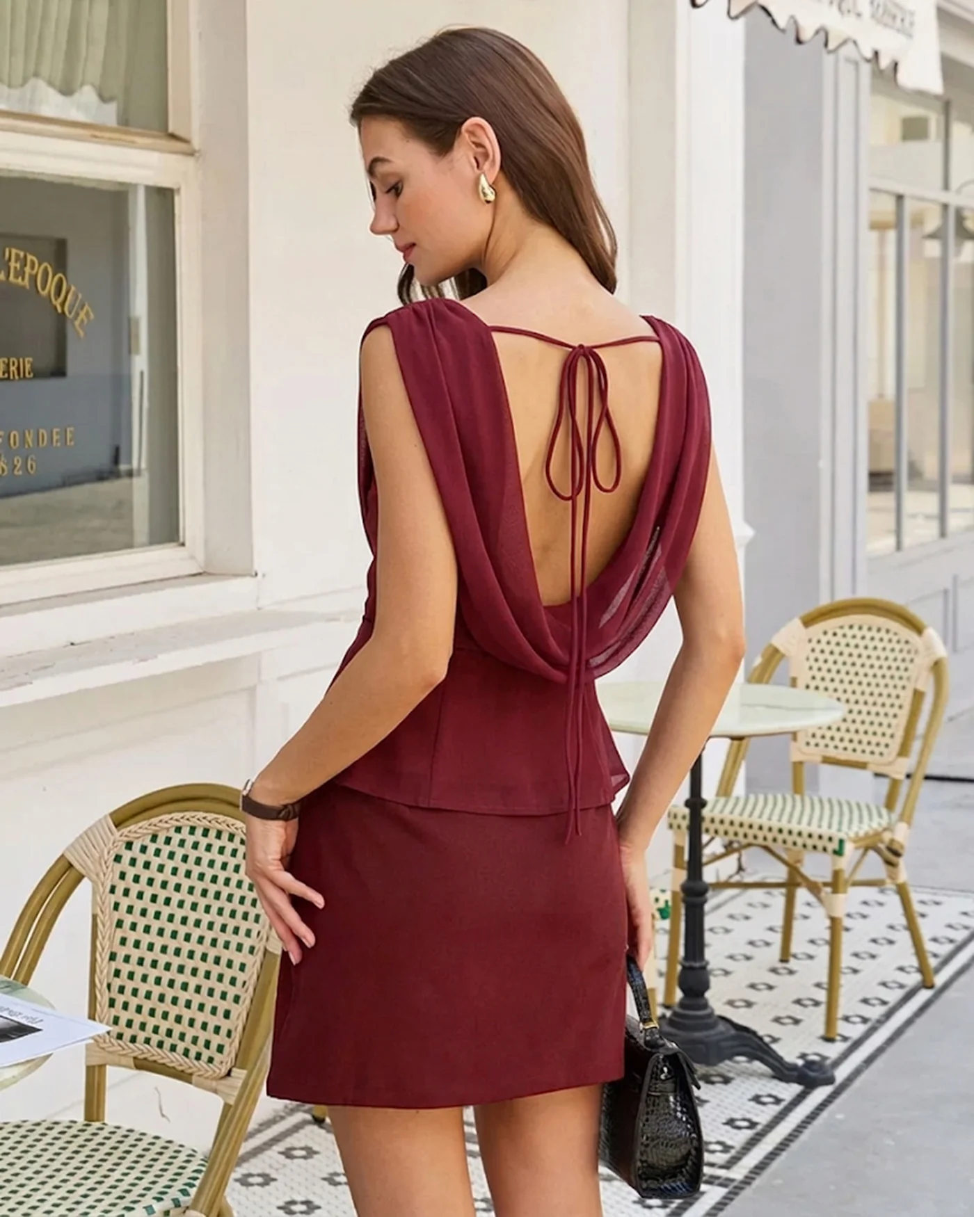 Wine Red Boat Neck Tank Top - Image 2