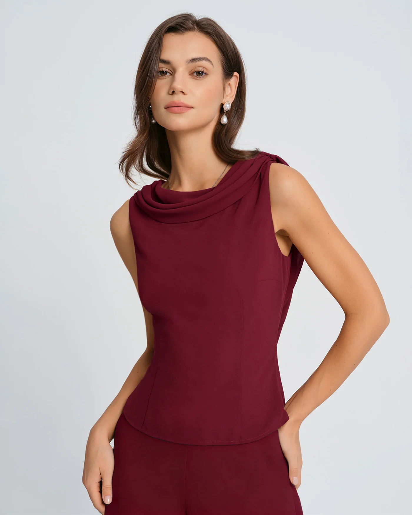 Wine Red Boat Neck Tank Top - Image 5