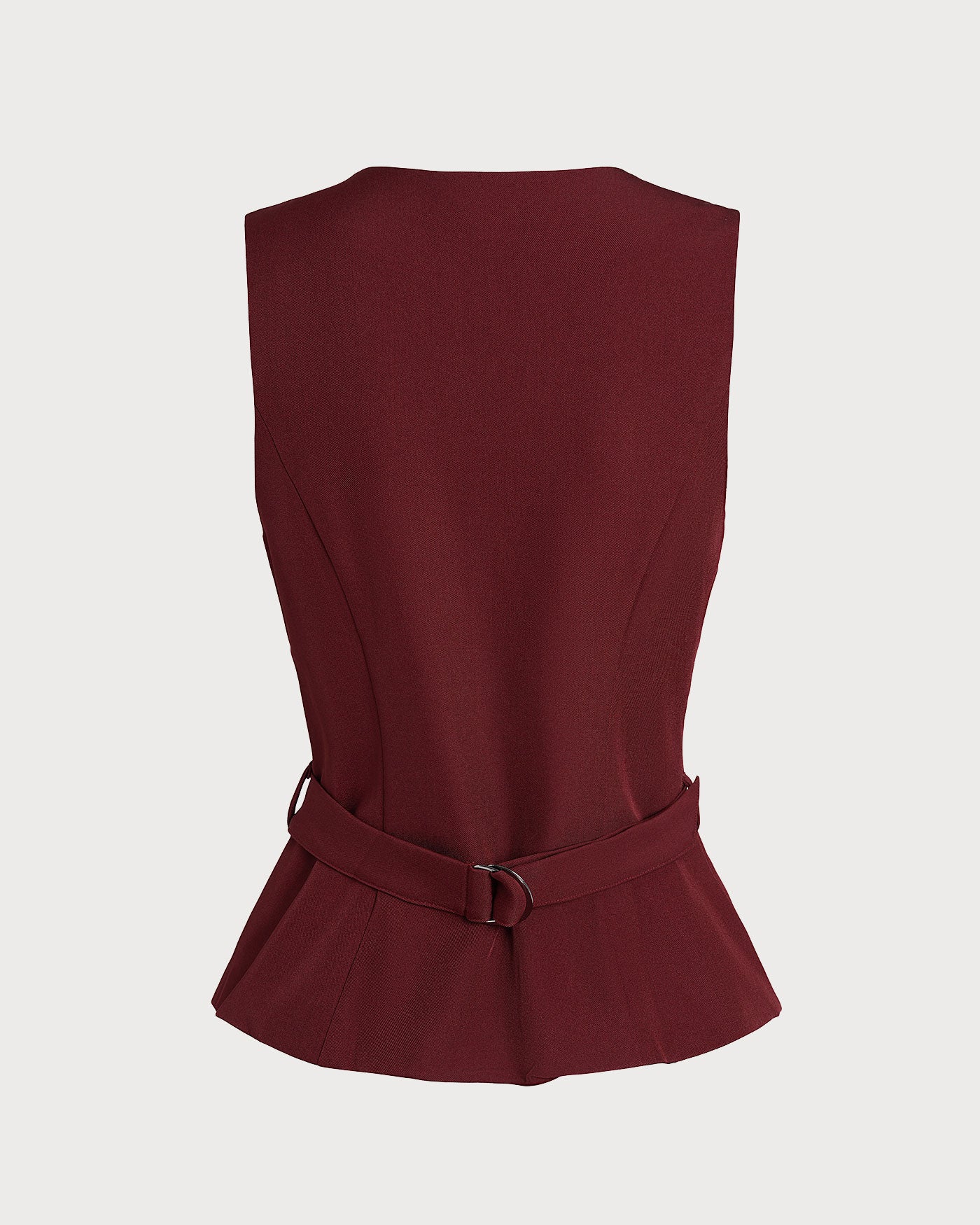 Wine Red Button Belted Vest - Image 7