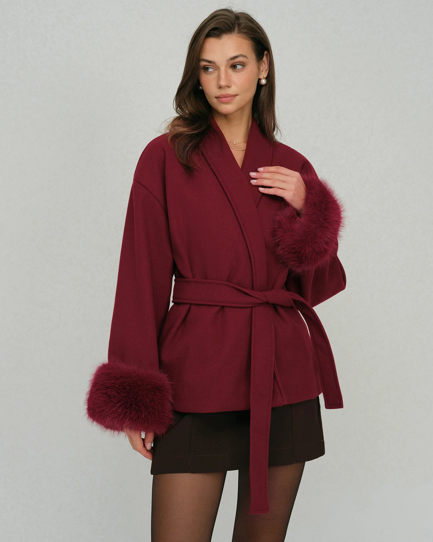 Wine Red Drawstring Jacket - Image 3