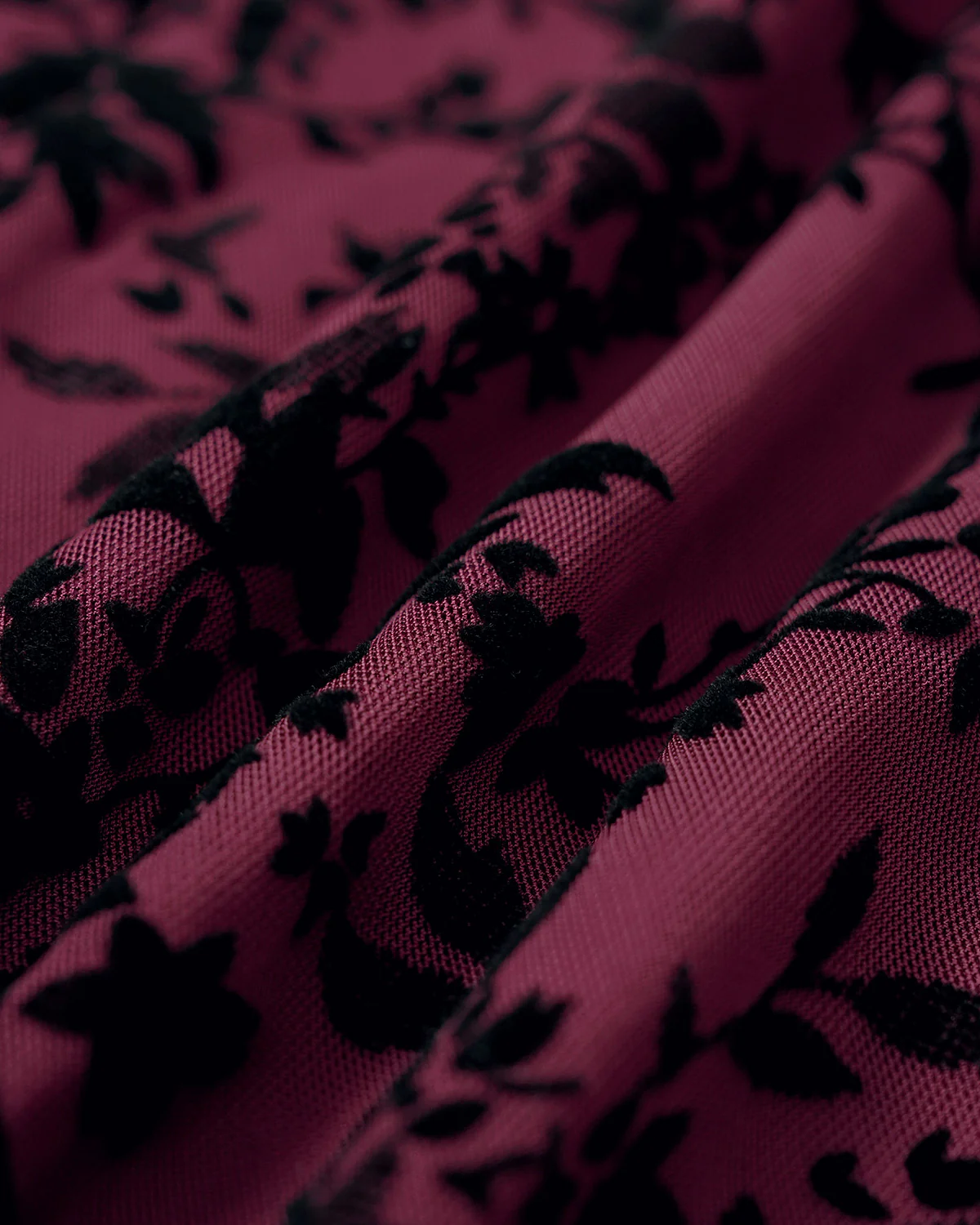 Wine Red Elastic Waist Floral Mini Skirt - Image 7