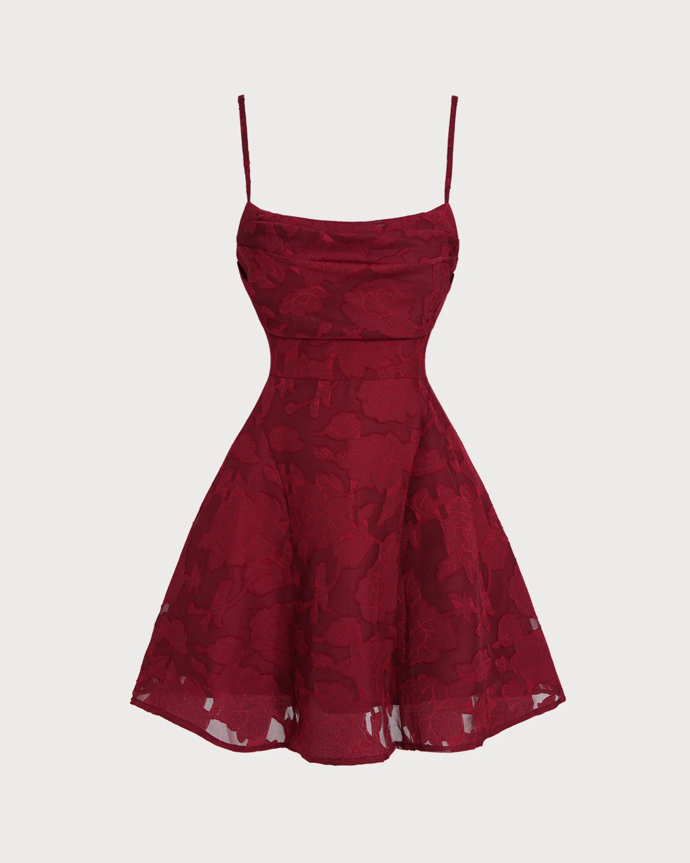 Wine Red Floral Backless Slip Mini Dress - Image 5