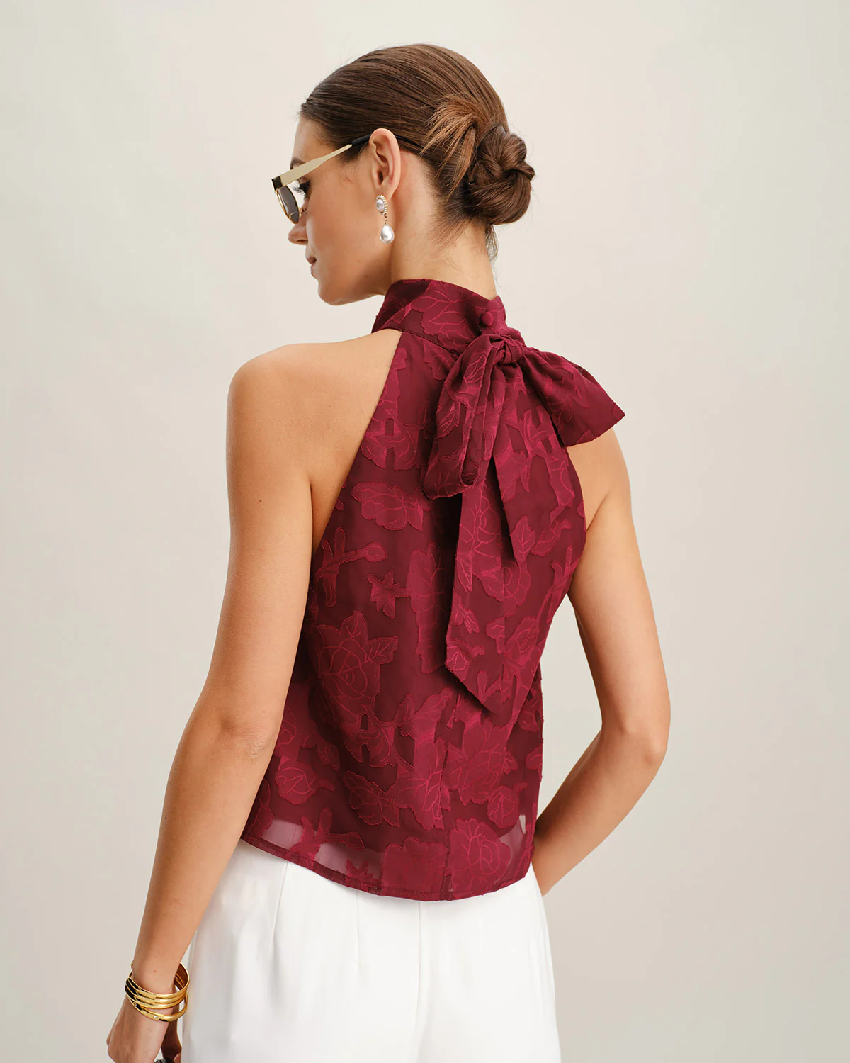 Wine Red Floral Tank Top - Image 3