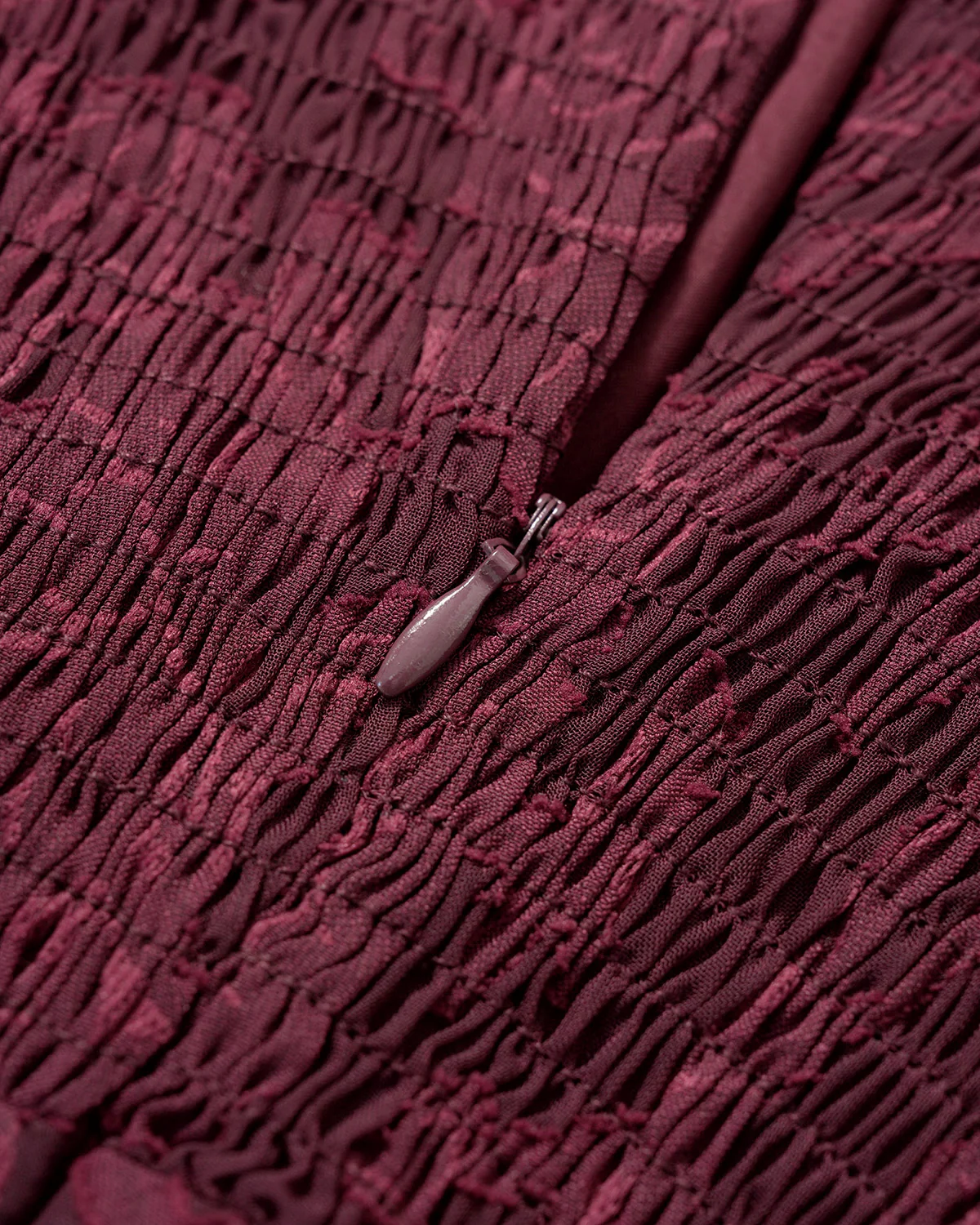 Wine Red Jacquard Slit Midi Dress - Image 11