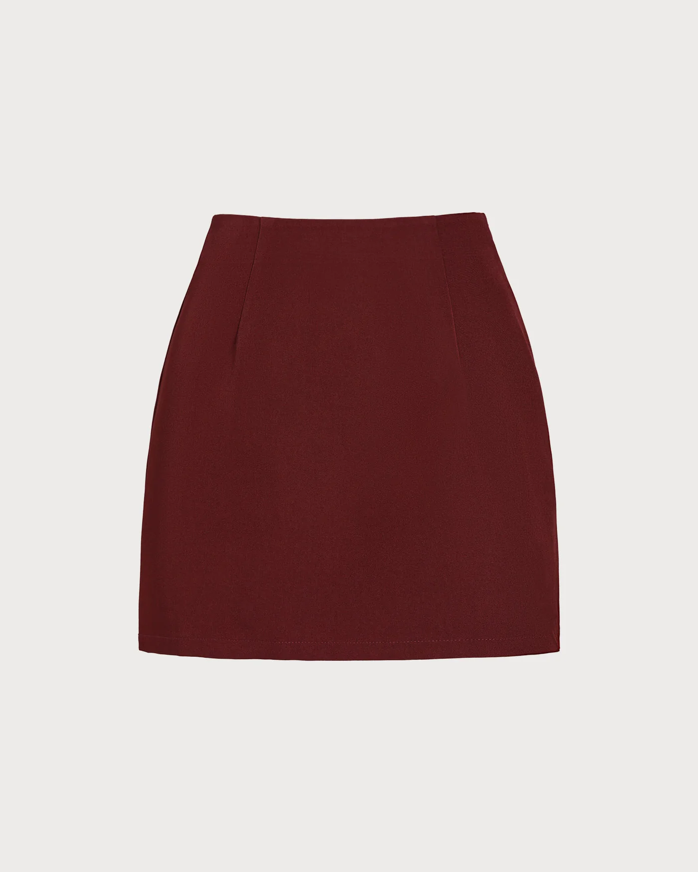 Wine Red Natural Waisted A-Line Mini Skirt - Image 6