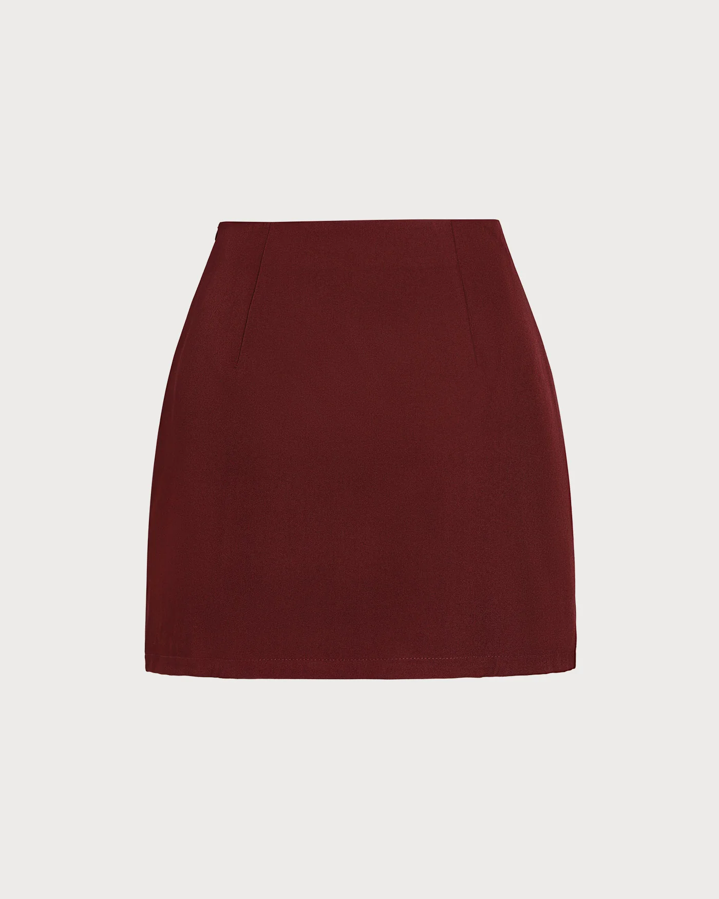 Wine Red Natural Waisted A-Line Mini Skirt - Image 7
