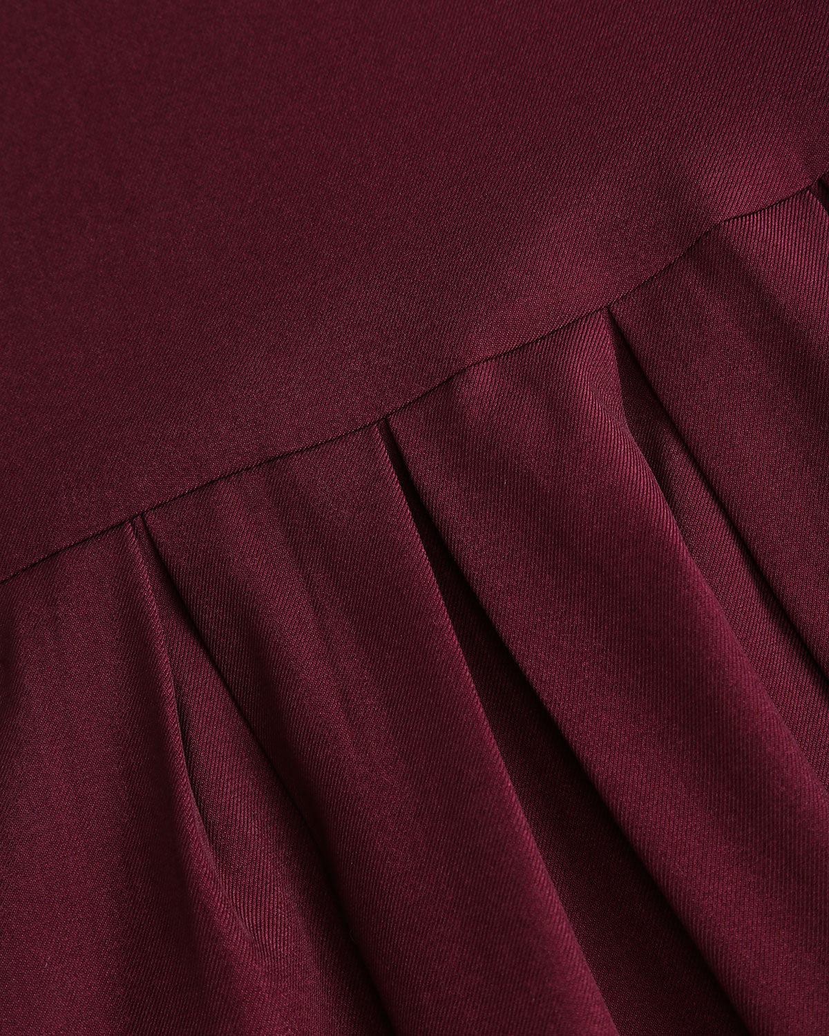 Wine Red Natural Waisted Pleated Midi Skirt - Image 7