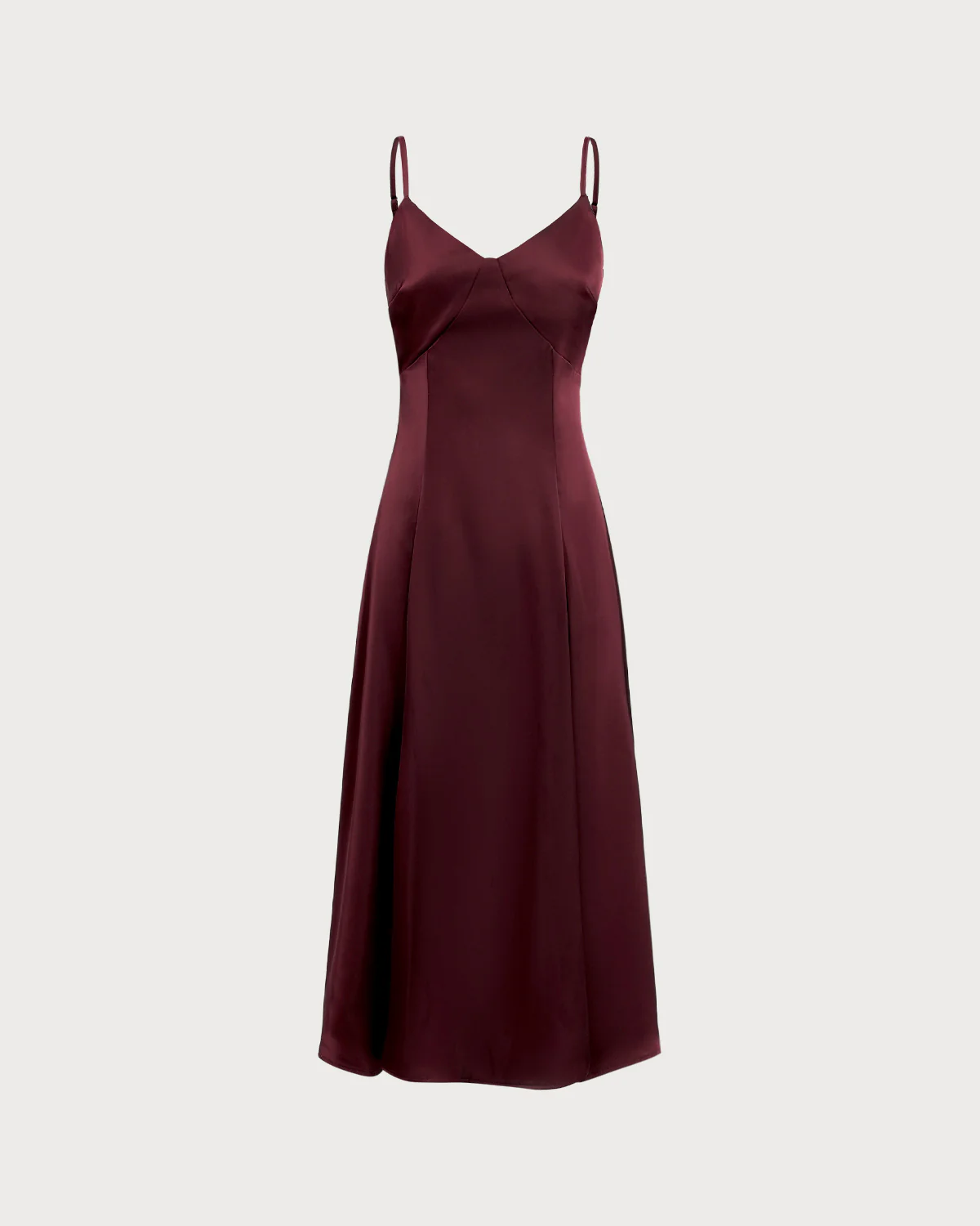 Wine Red Satin A-Line Slip Maxi Dress - Image 6