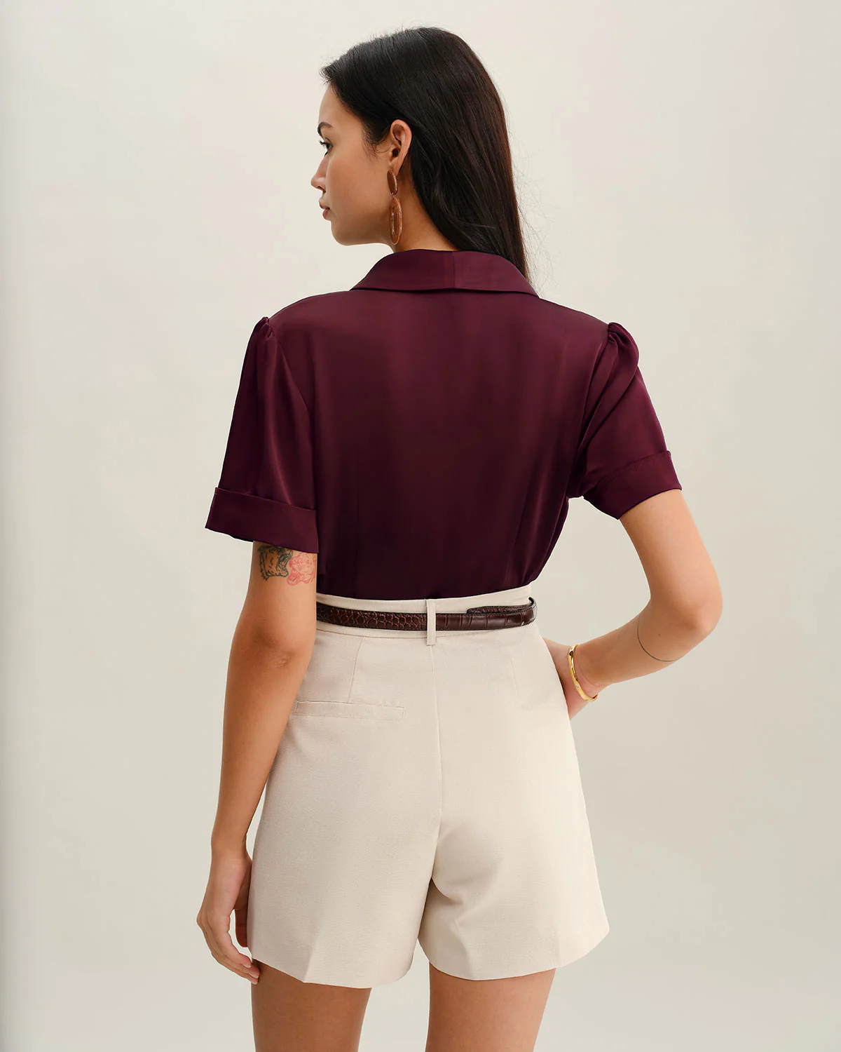 Wine Red Satin Blouse - Image 3
