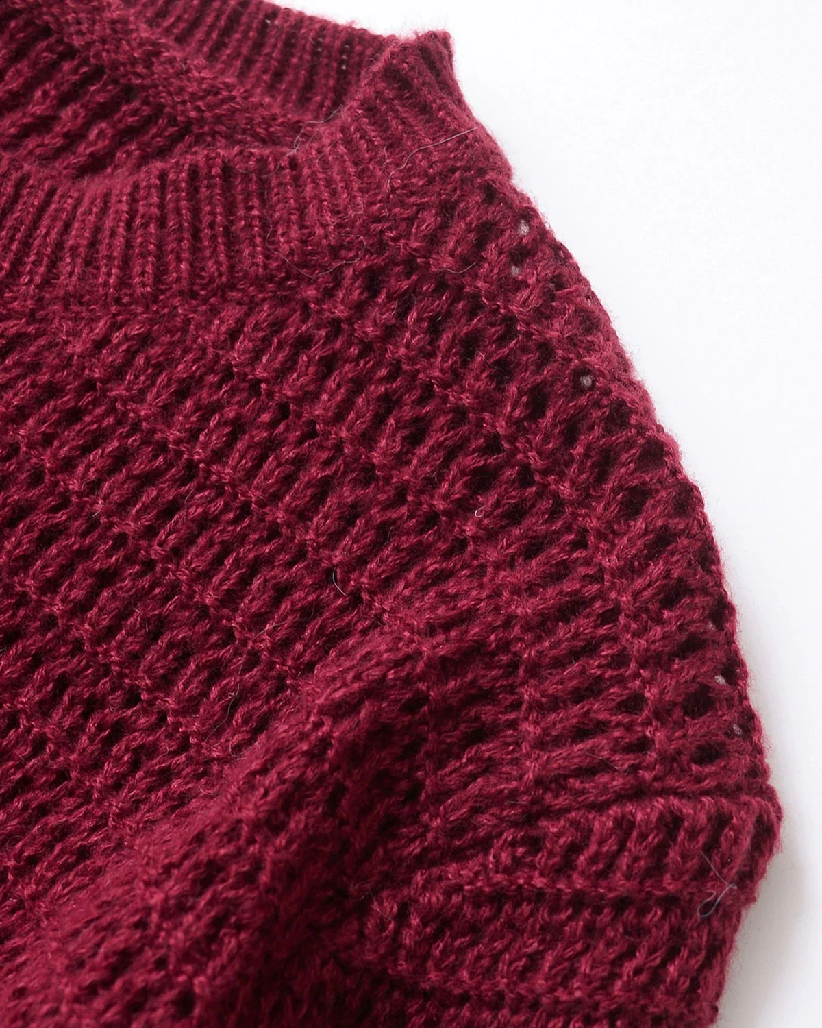 Wine Red Single Breasted Round Neck Knit Cardigan - Image 9