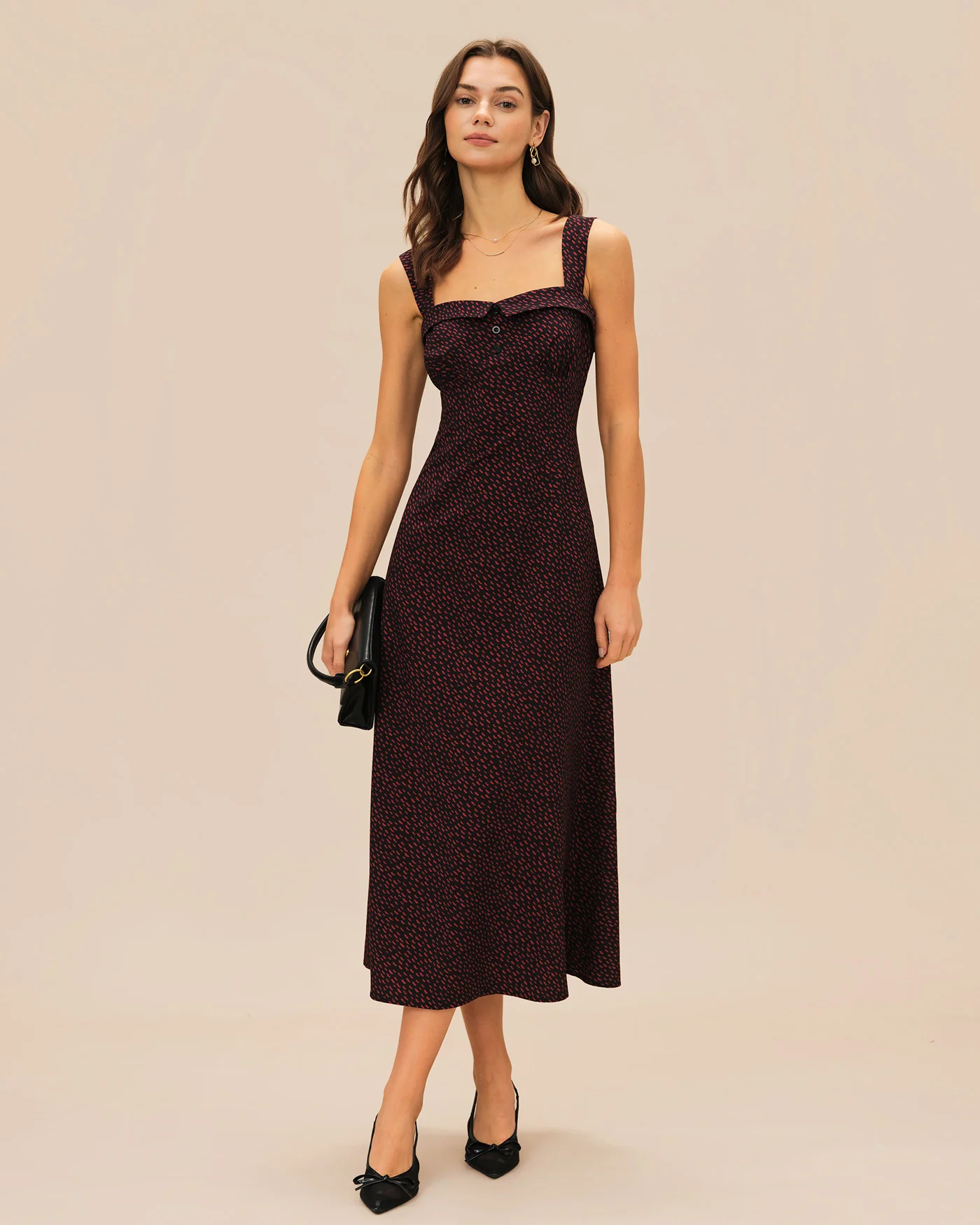 Wine Red Slip Midi Dress - Image 2