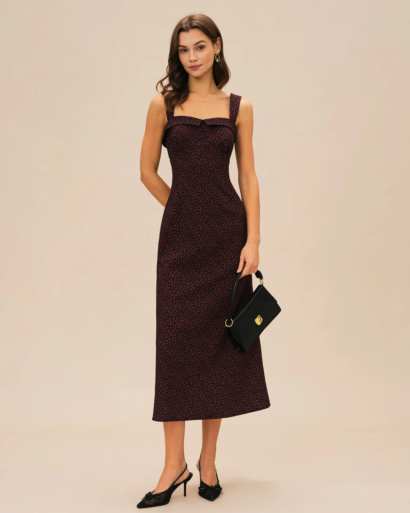 Wine Red Slip Midi Dress - Image 4