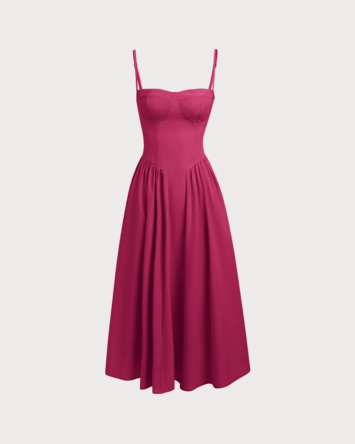 Wine Red Square Neck Pocket Slip Midi Dress - Image 6