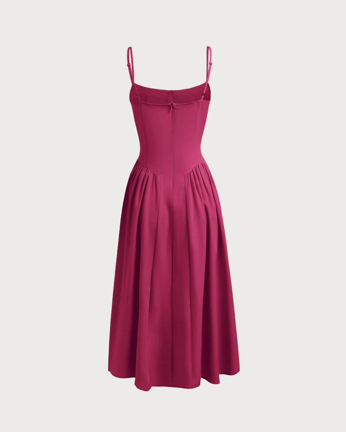 Wine Red Square Neck Pocket Slip Midi Dress - Image 7