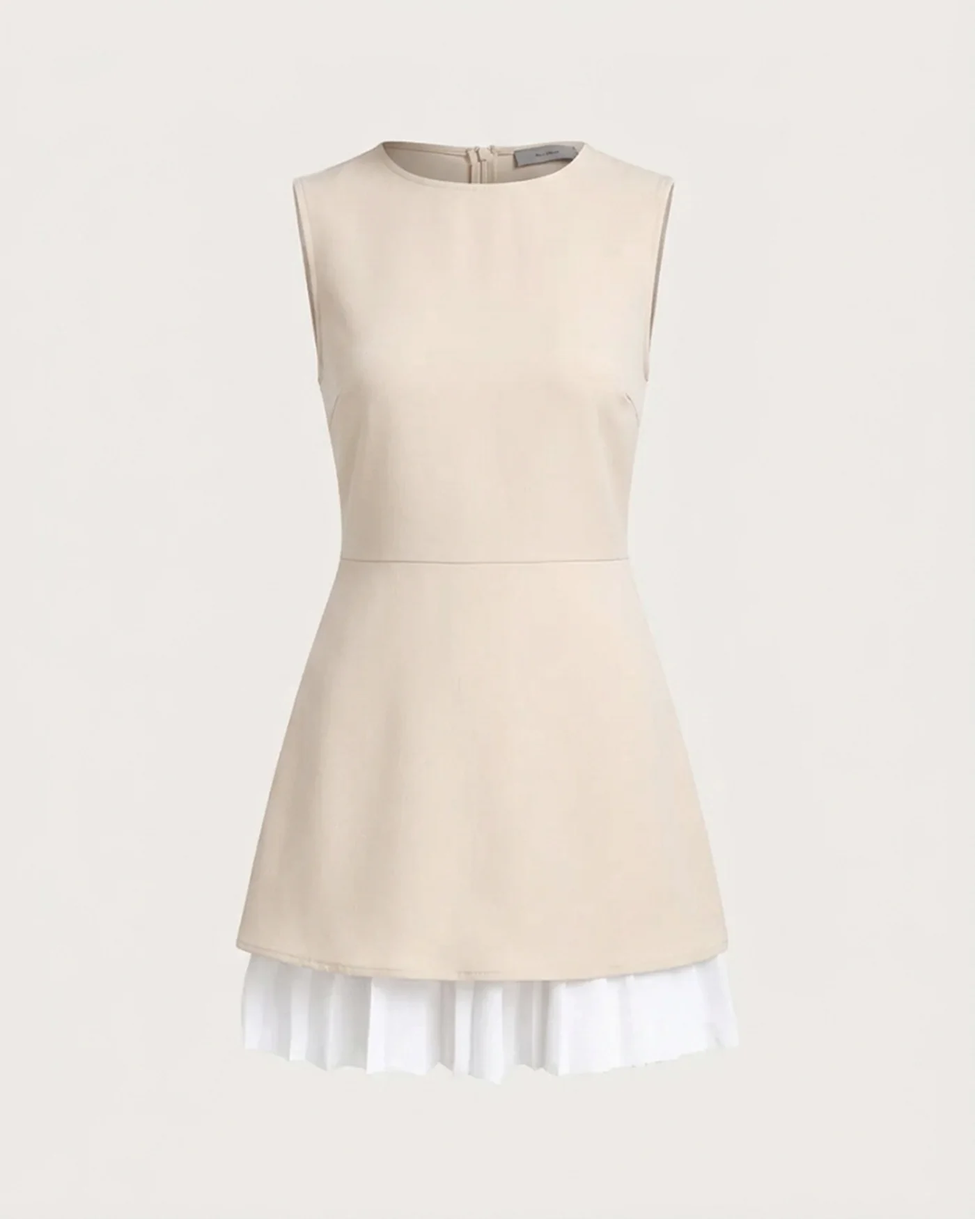 Women's Apricot Splicing Pleated Mini Dress - Image 8