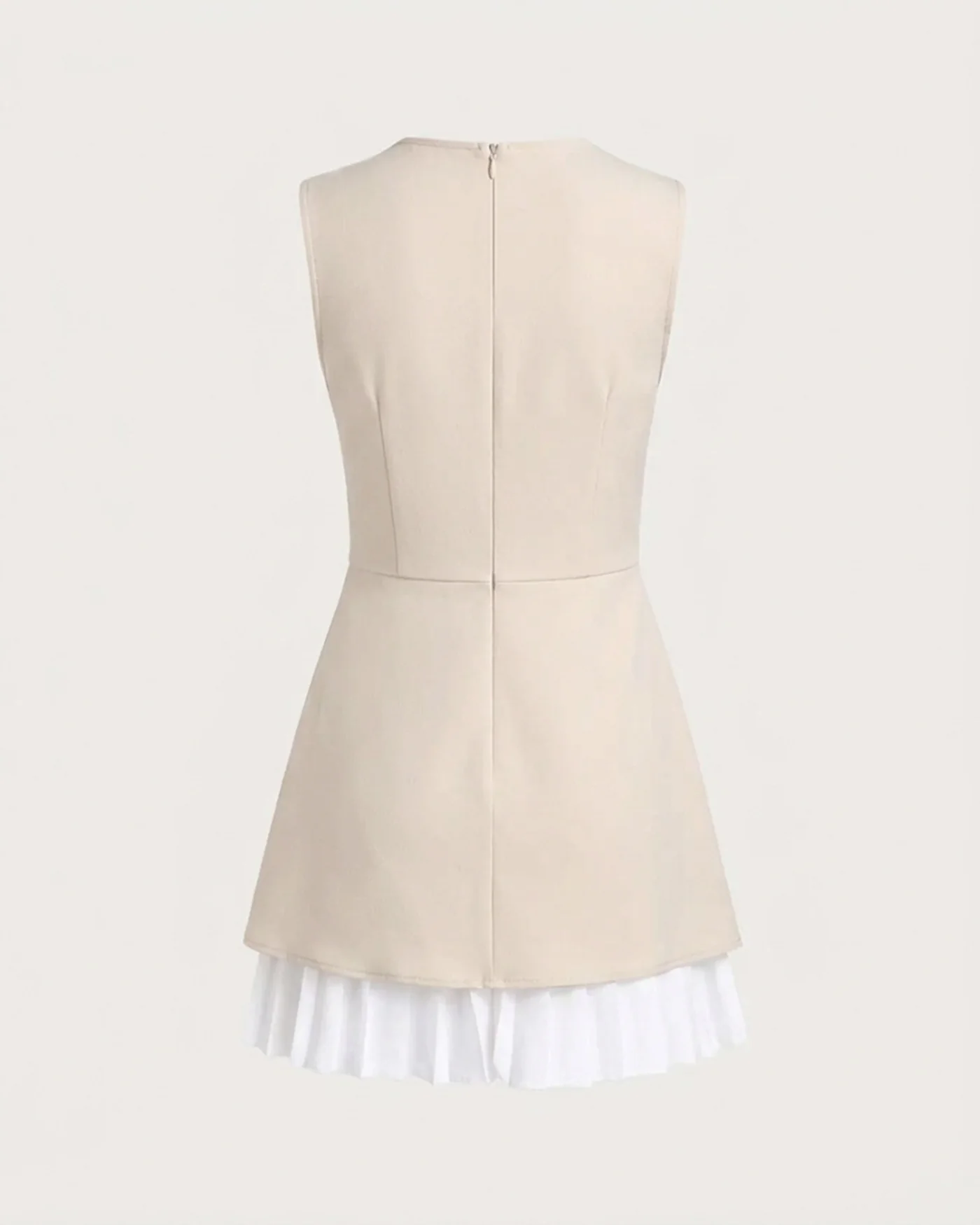 Women's Apricot Splicing Pleated Mini Dress - Image 9