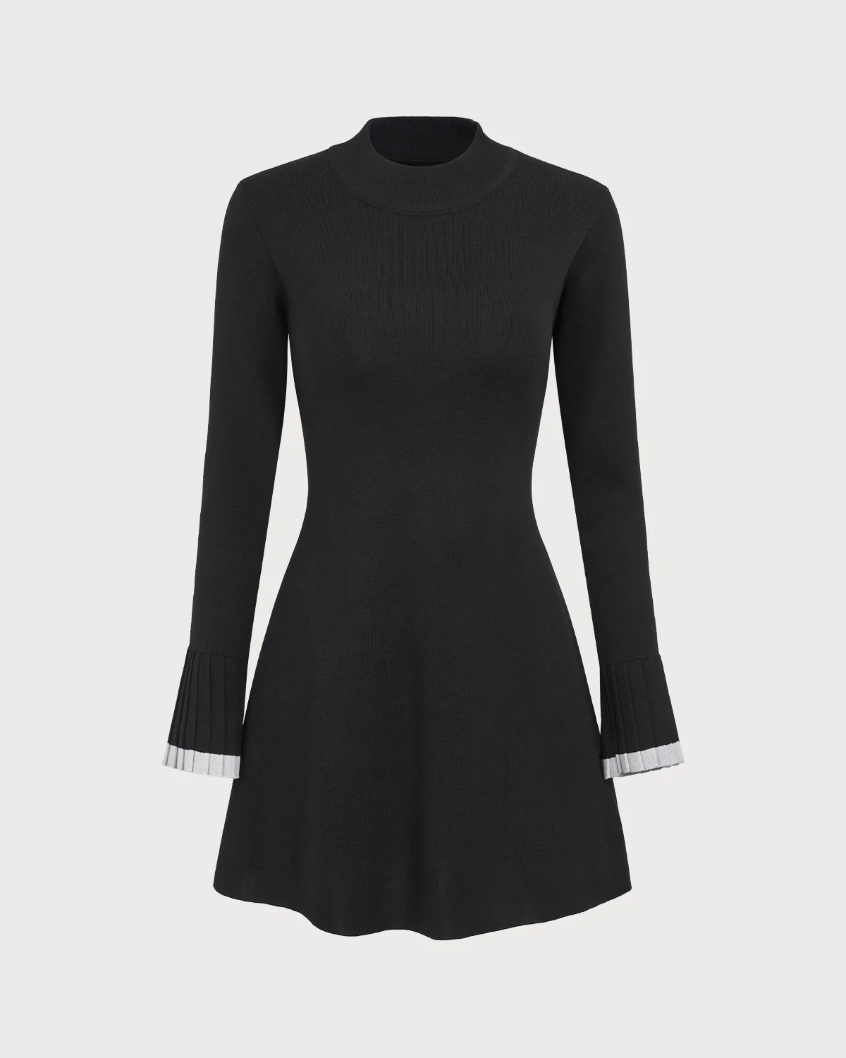 Black Contrasting Long Sleeve Sweater Mini Dress - Image 6