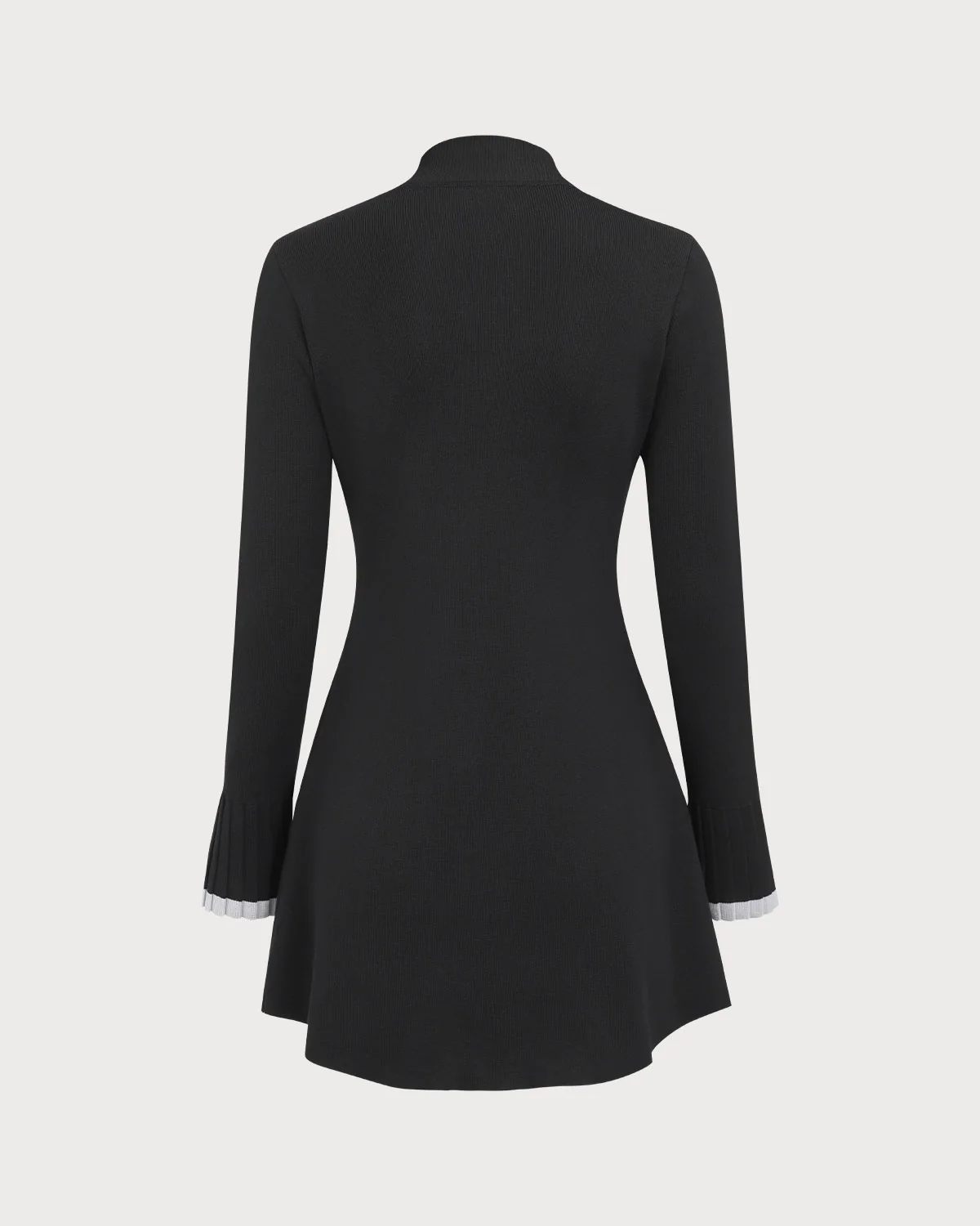 Black Contrasting Long Sleeve Sweater Mini Dress - Image 7