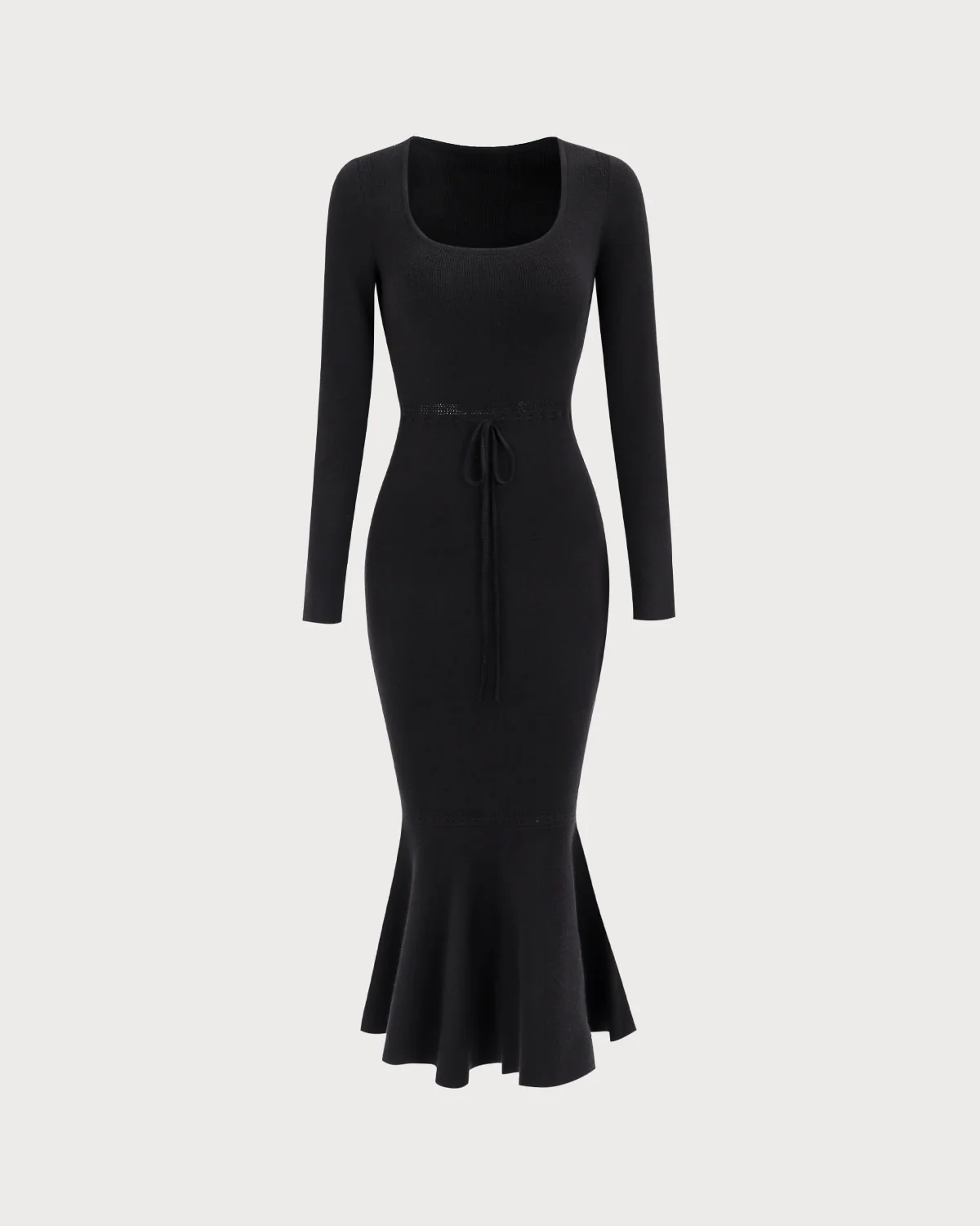 Women's Black Square Neck Mermaid Sweater Maxi Dress - Image 5