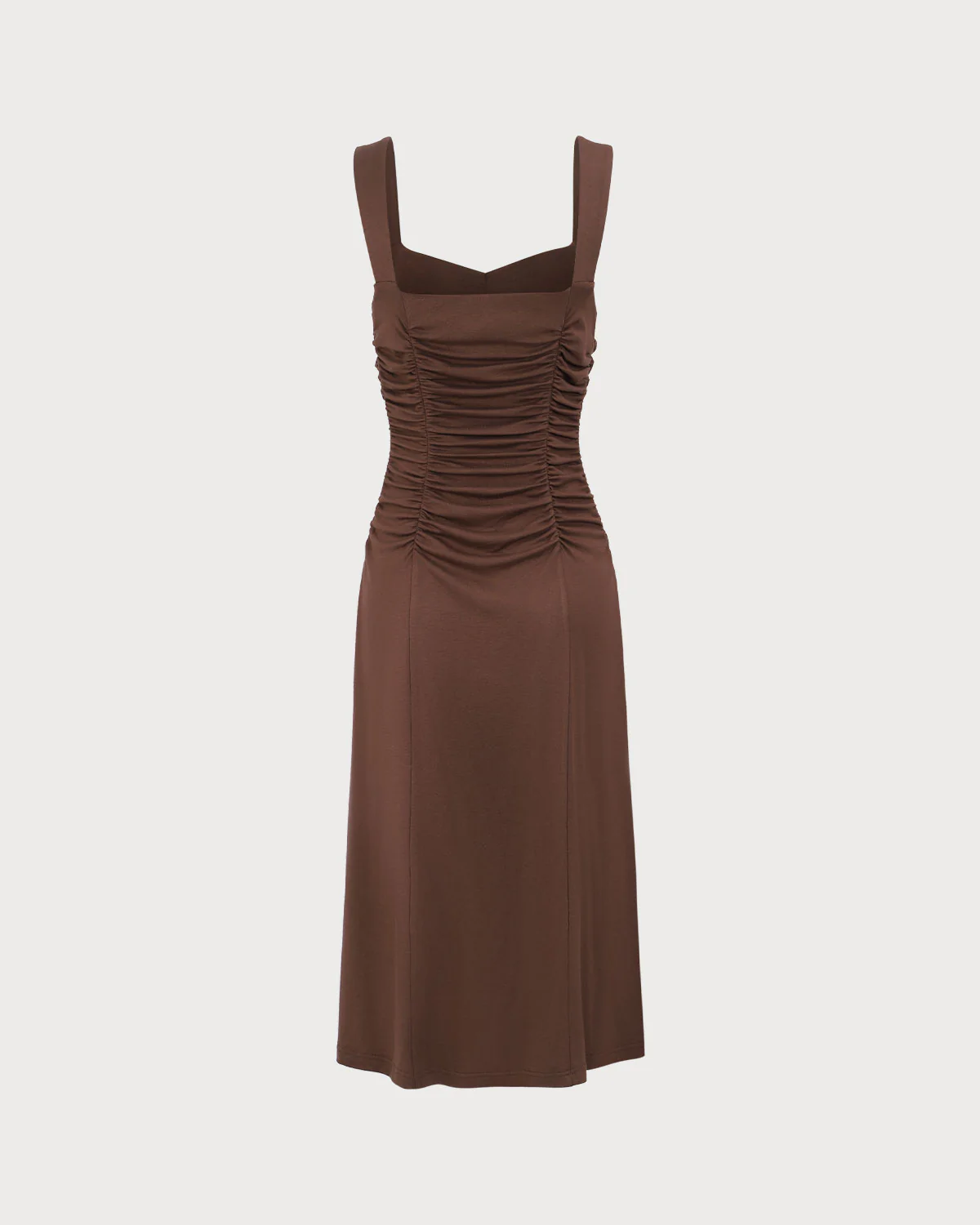 Women's Coffee Ruched Knitted Slip Midi Dress - Image 6