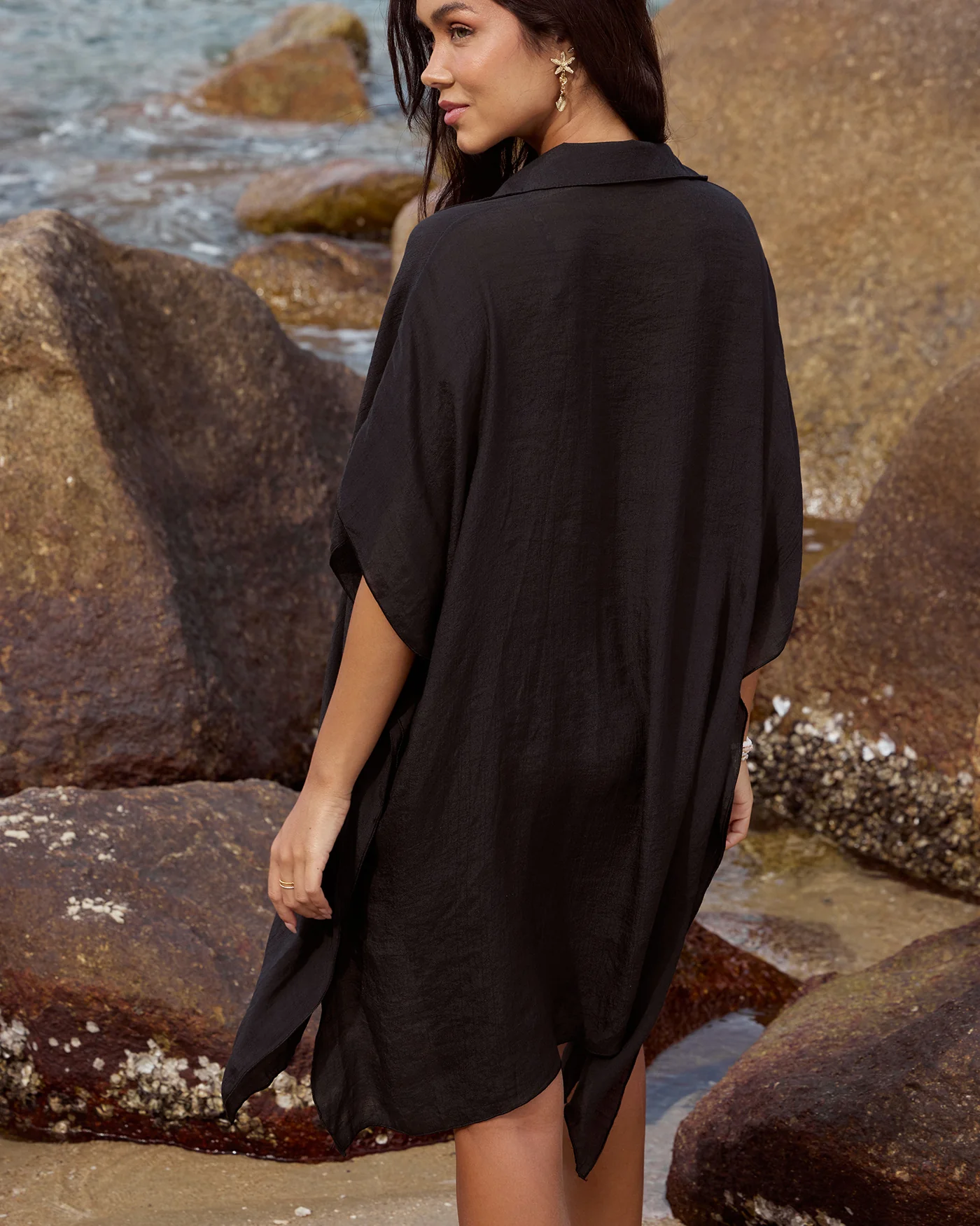 Black Loose Beach Cover-up - Image 5