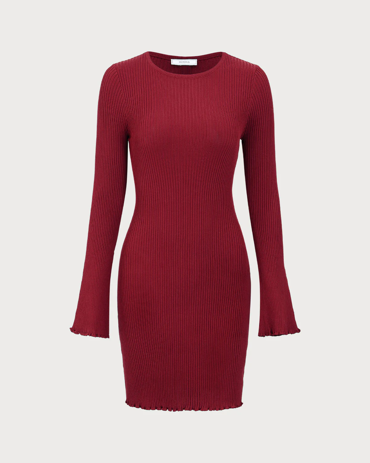 Women's Red Bell Sleeve Bodycon Sweater Dress - Image 6