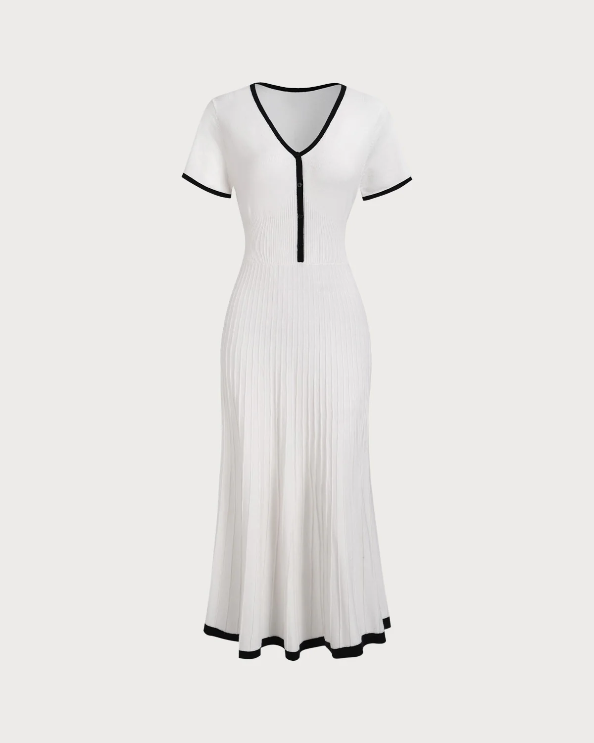 Women's White Contrasting Sweater Midi Dress - Image 6