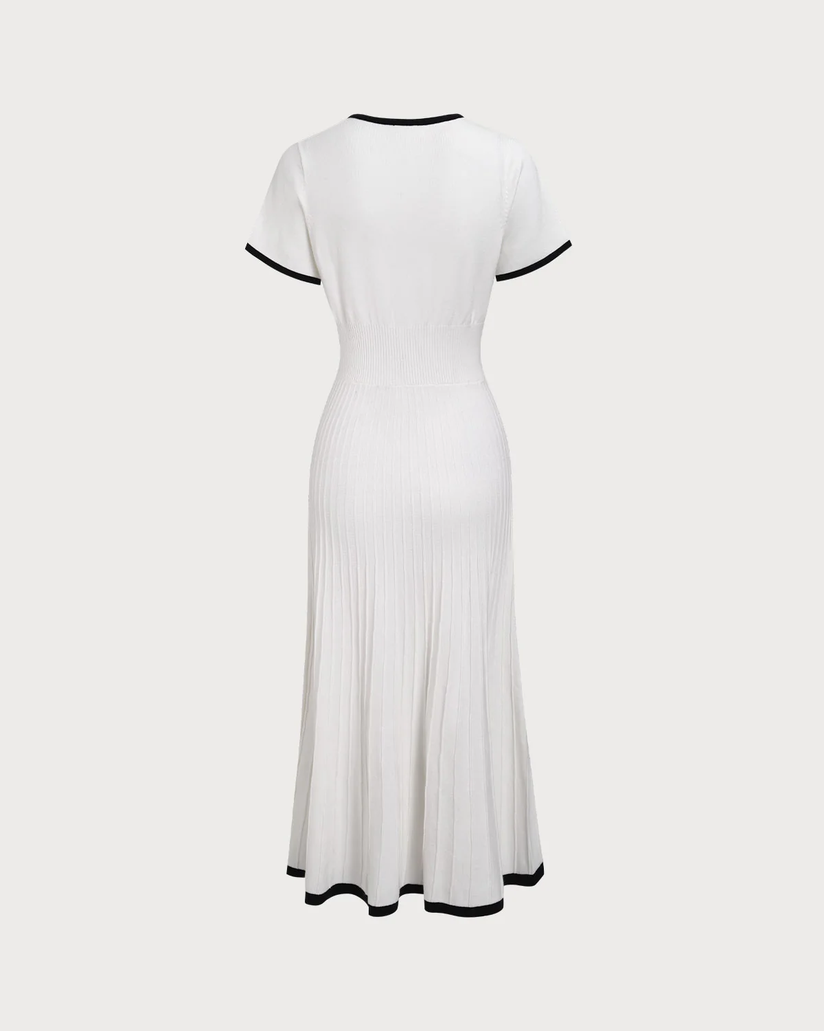 Women's White Contrasting Sweater Midi Dress - Image 7