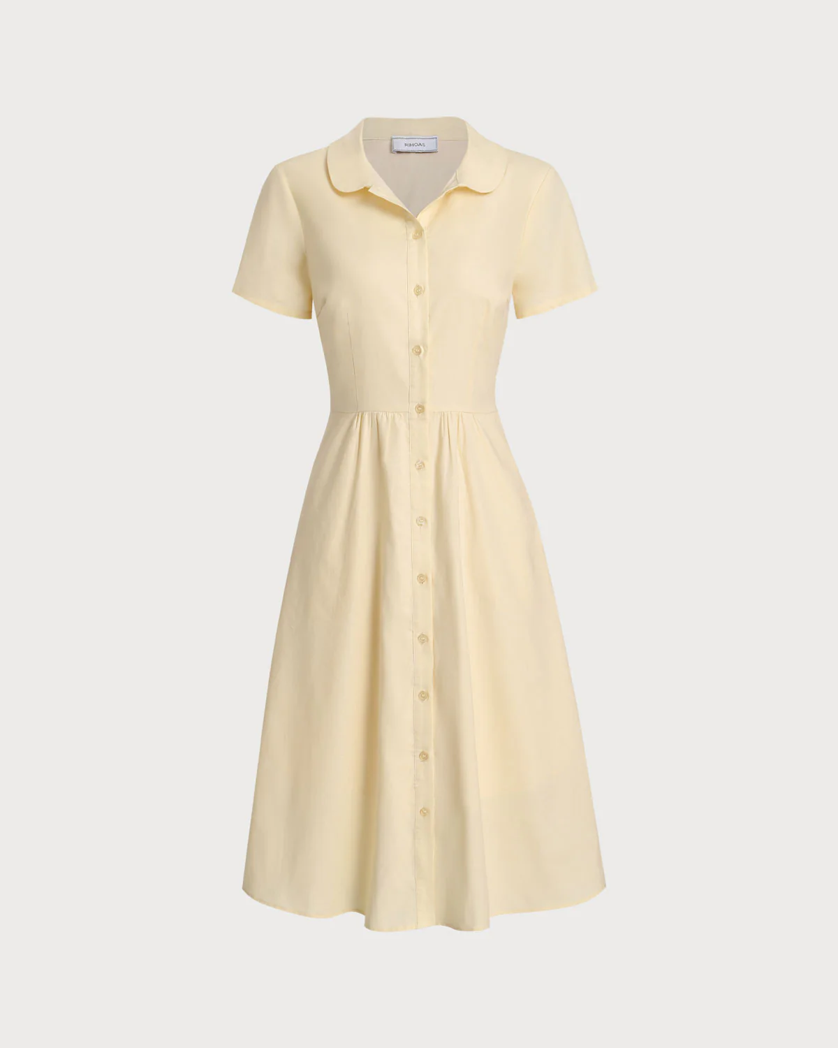 Yellow Button Short Sleeve Midi Dress - Image 5