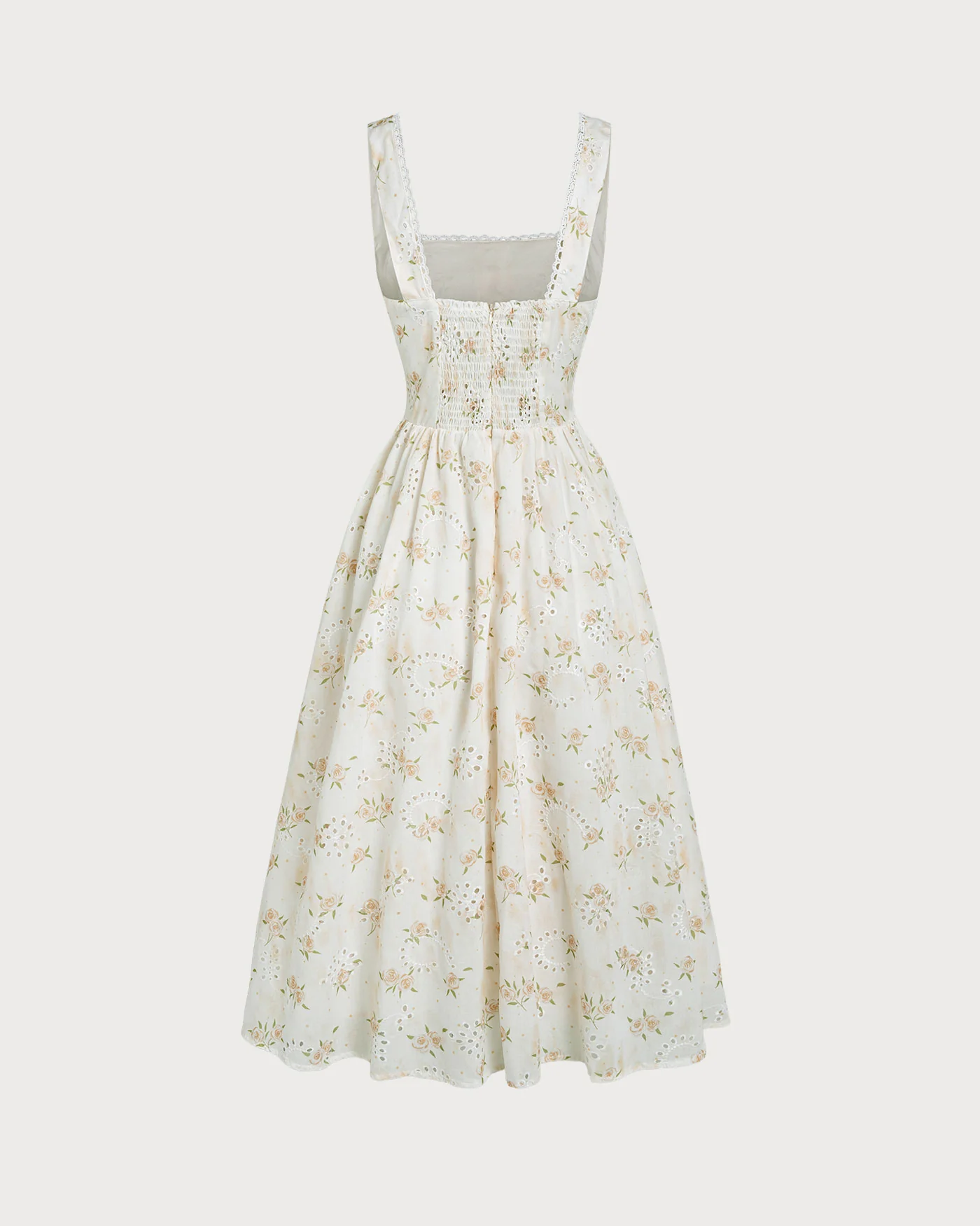 Yellow Floral Ruched Midi Dress - Image 11