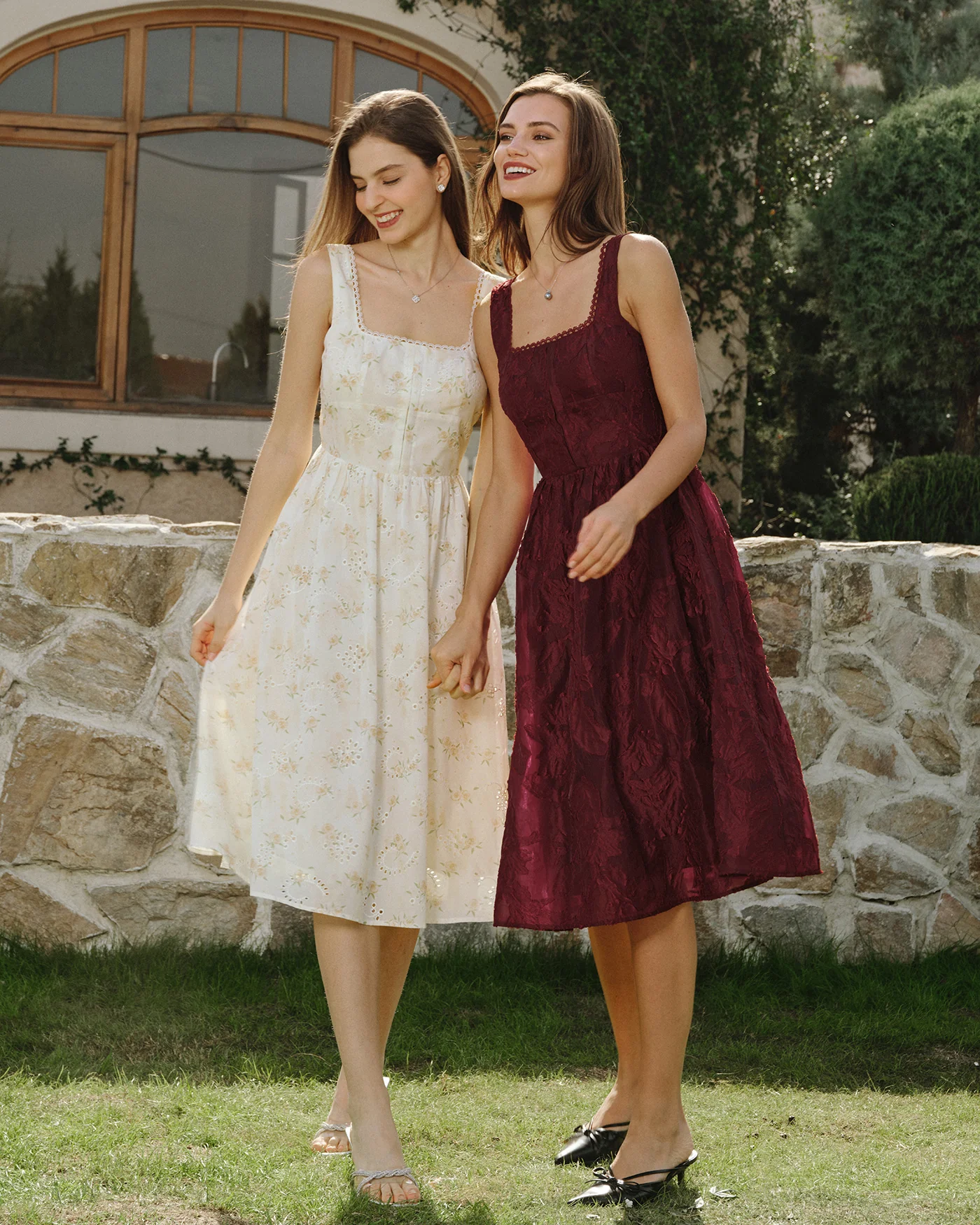 Yellow Floral Ruched Midi Dress - Image 8