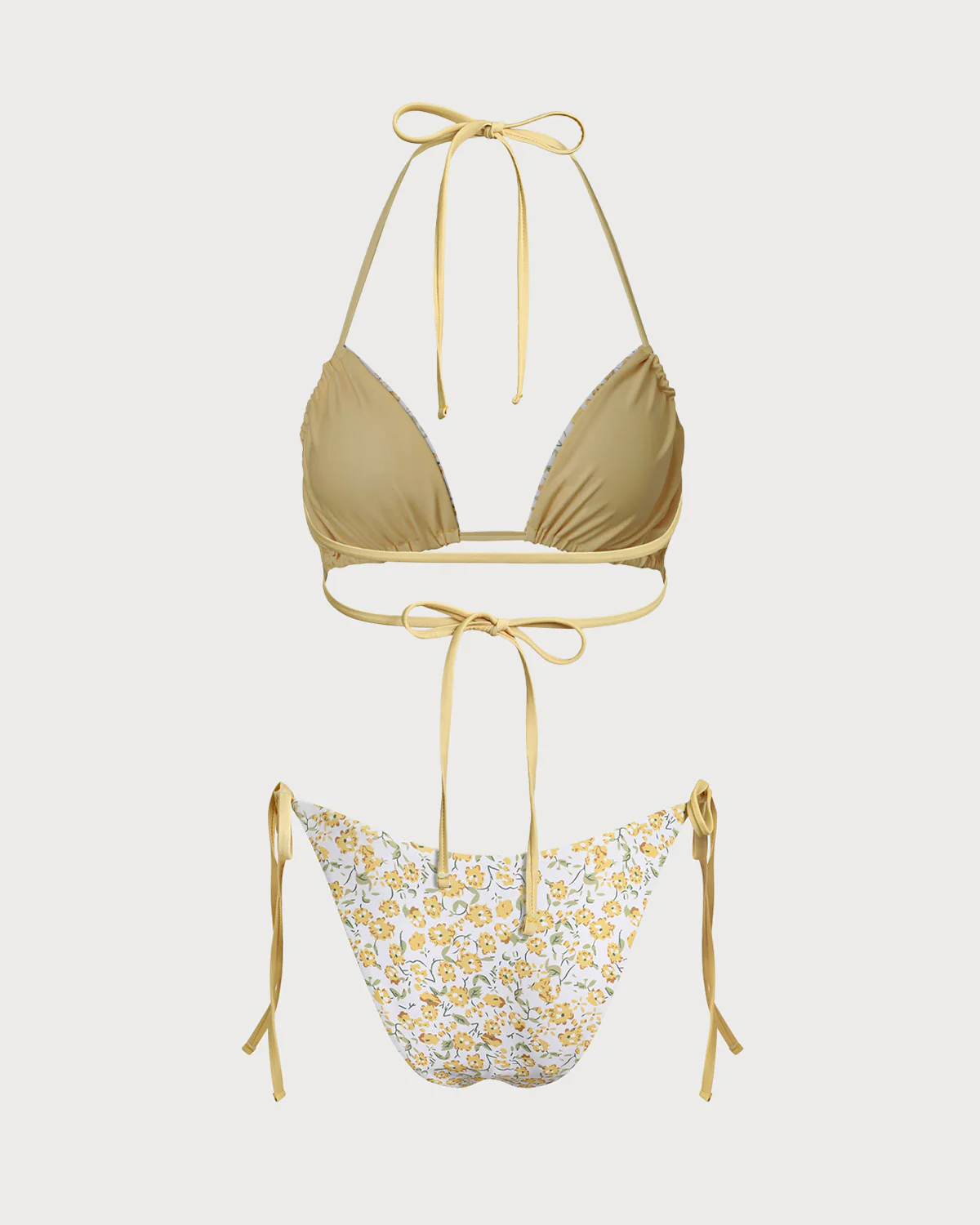 Yellow Floral Triangle Bikini Set - Image 2